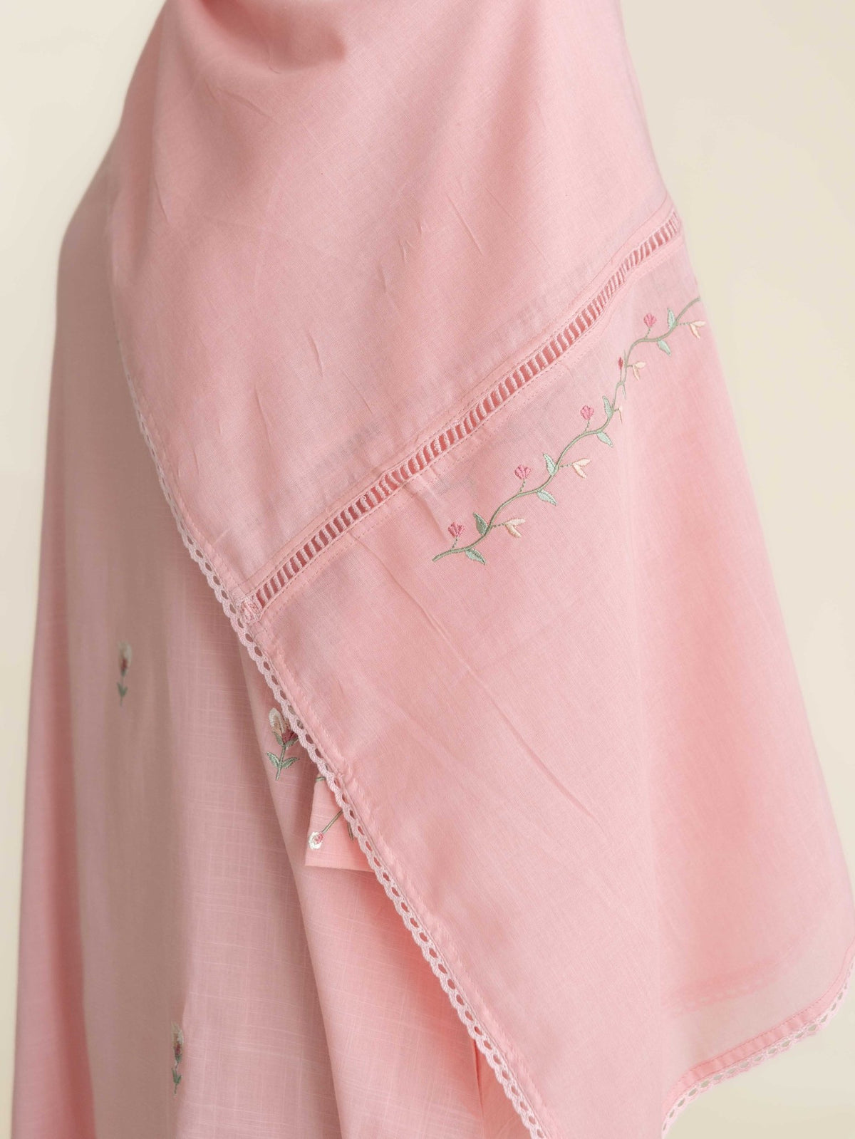 Akira Cotton Slub Embroidered A-Line Suit Set - AINA
