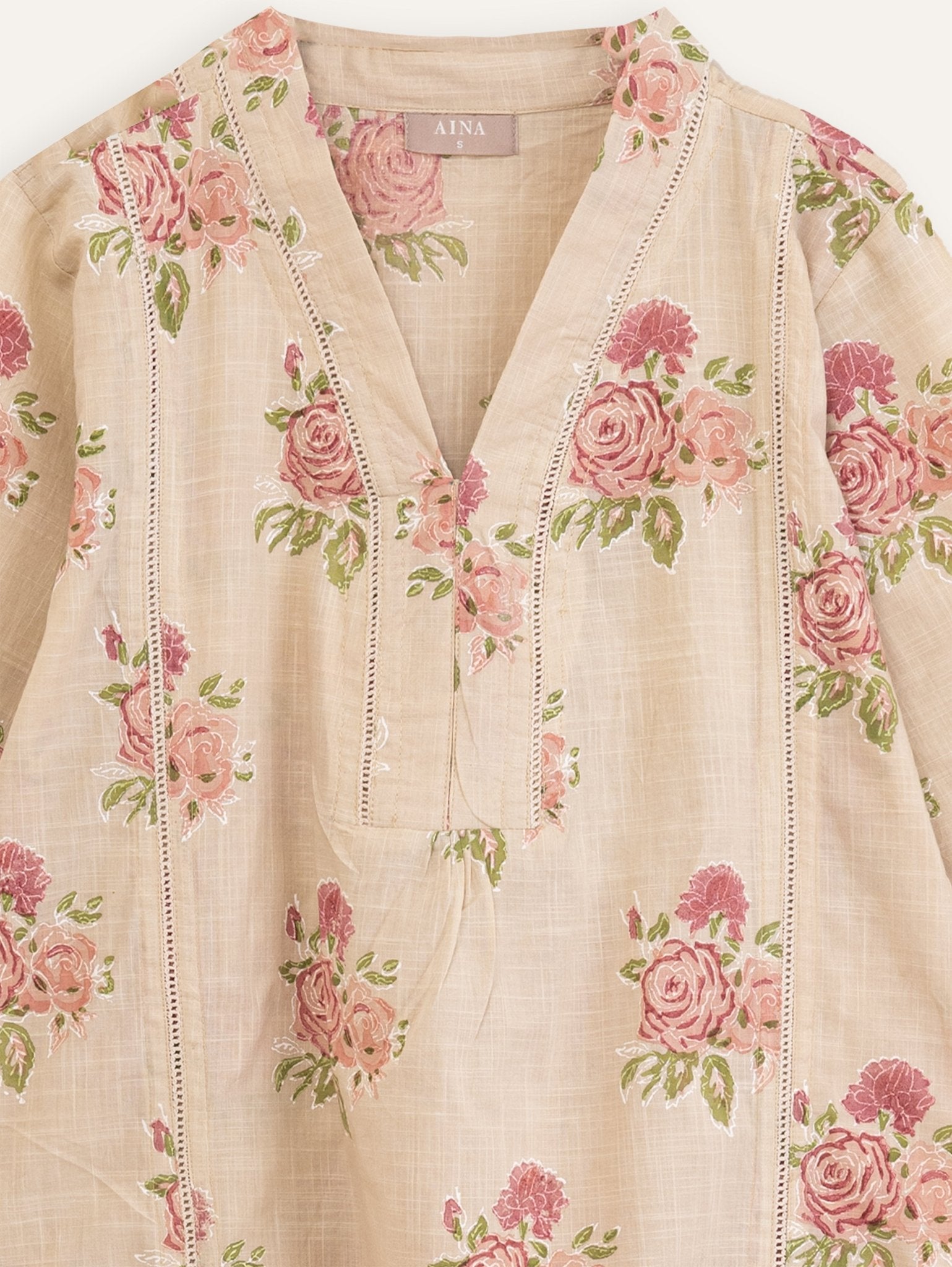 Alaina Cotton Block Printed A - Line Kurta - AINA