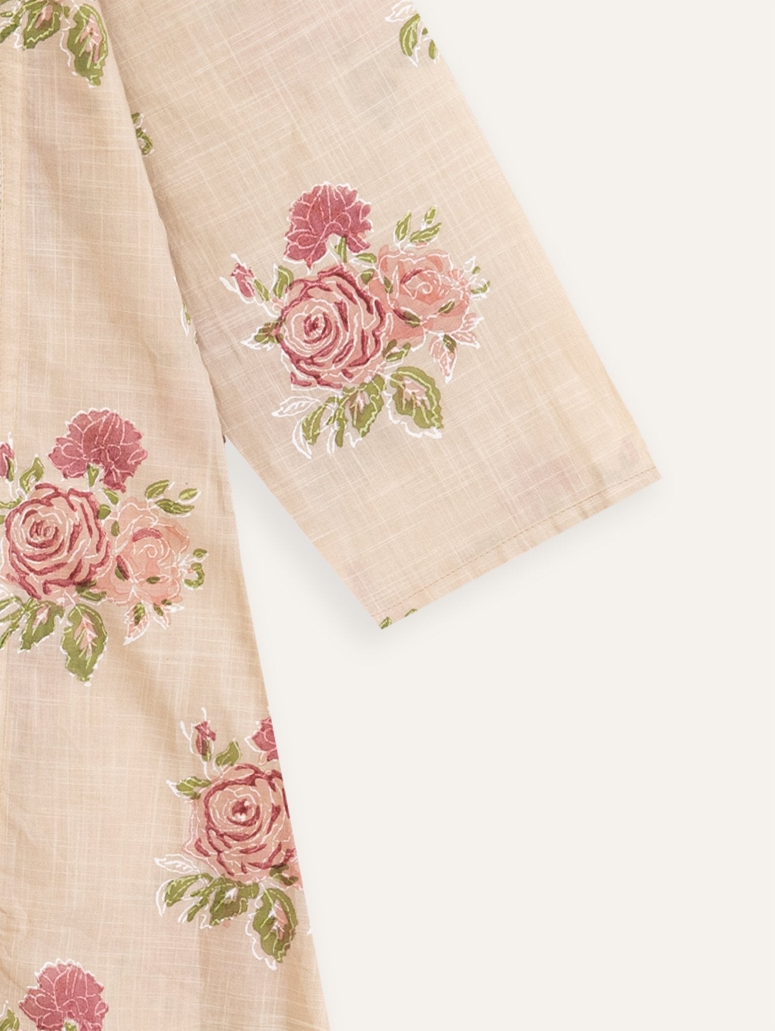 Alaina Cotton Block Printed A - Line Kurta - AINA