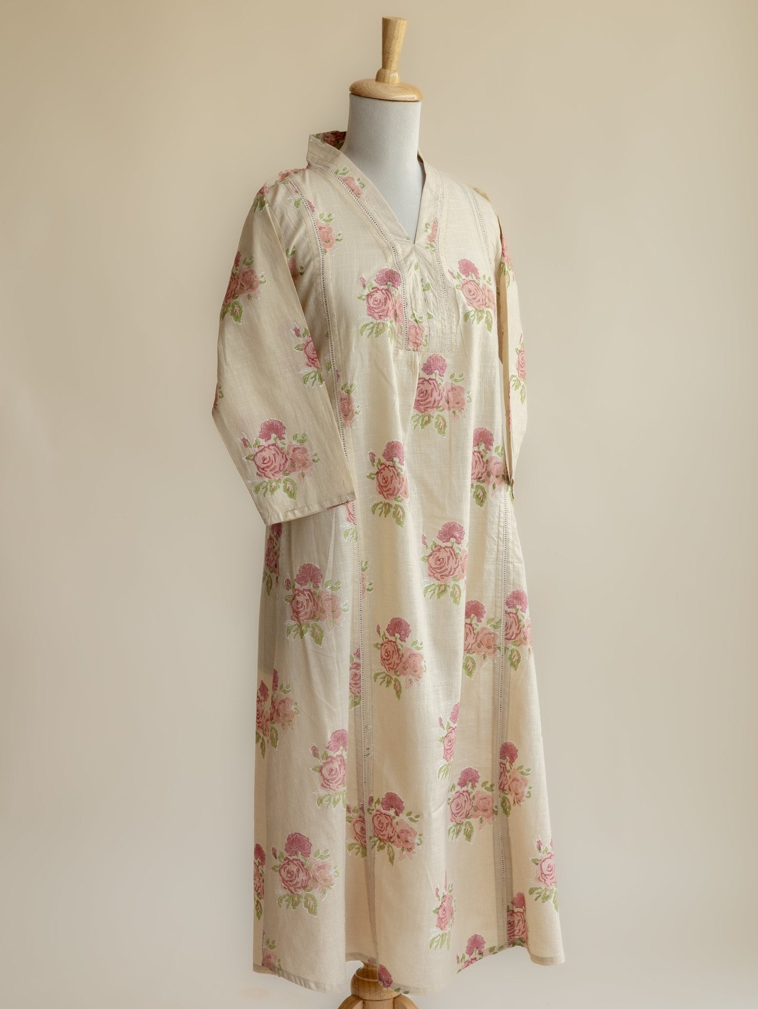 Alaina Cotton Block Printed A - Line Kurta - AINA