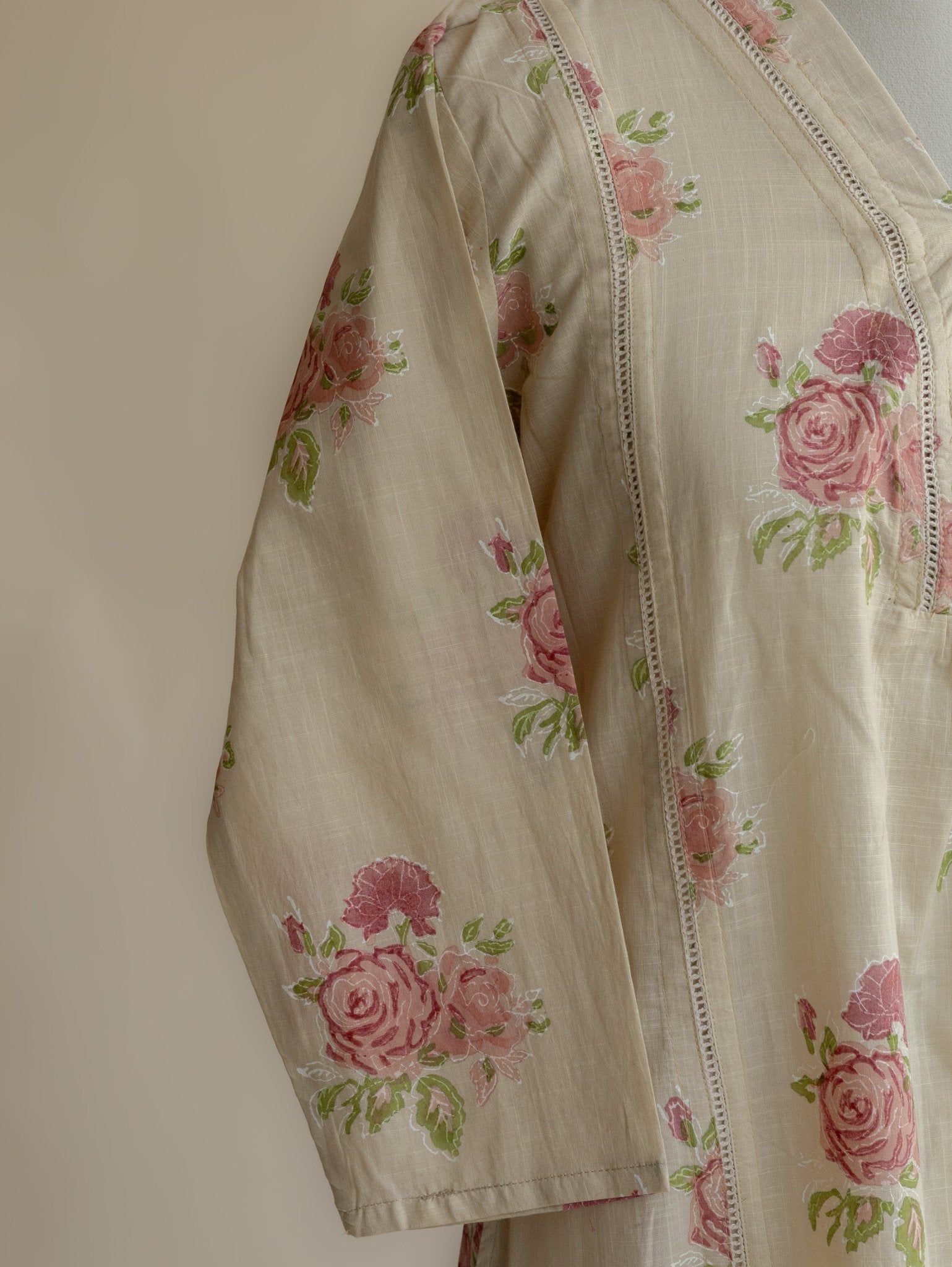 Alaina Cotton Block Printed A - Line Kurta - AINA