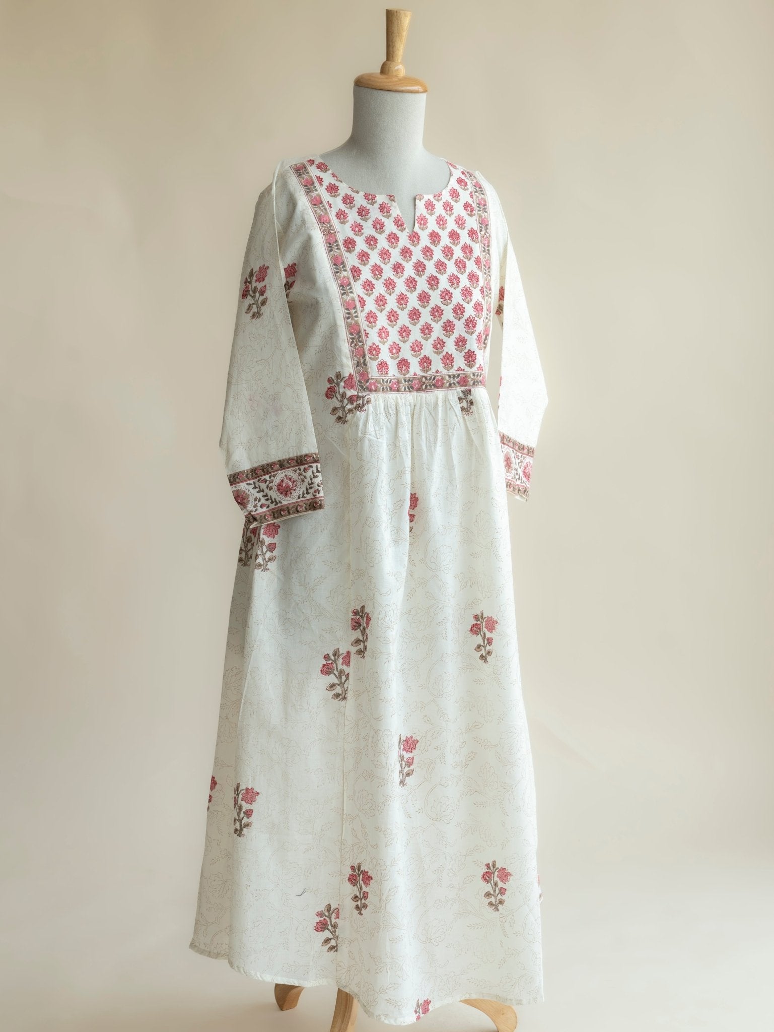 Alanah Cotton Block Printed A - Line Kurta - AINA