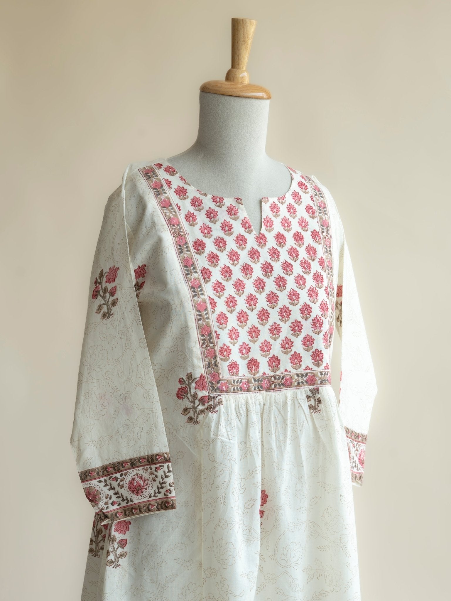 Alanah Cotton Block Printed A - Line Kurta - AINA
