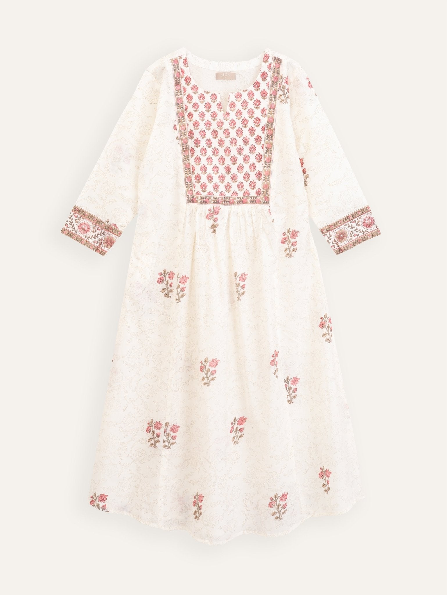 Alanah Cotton Block Printed A - Line Kurta - AINA