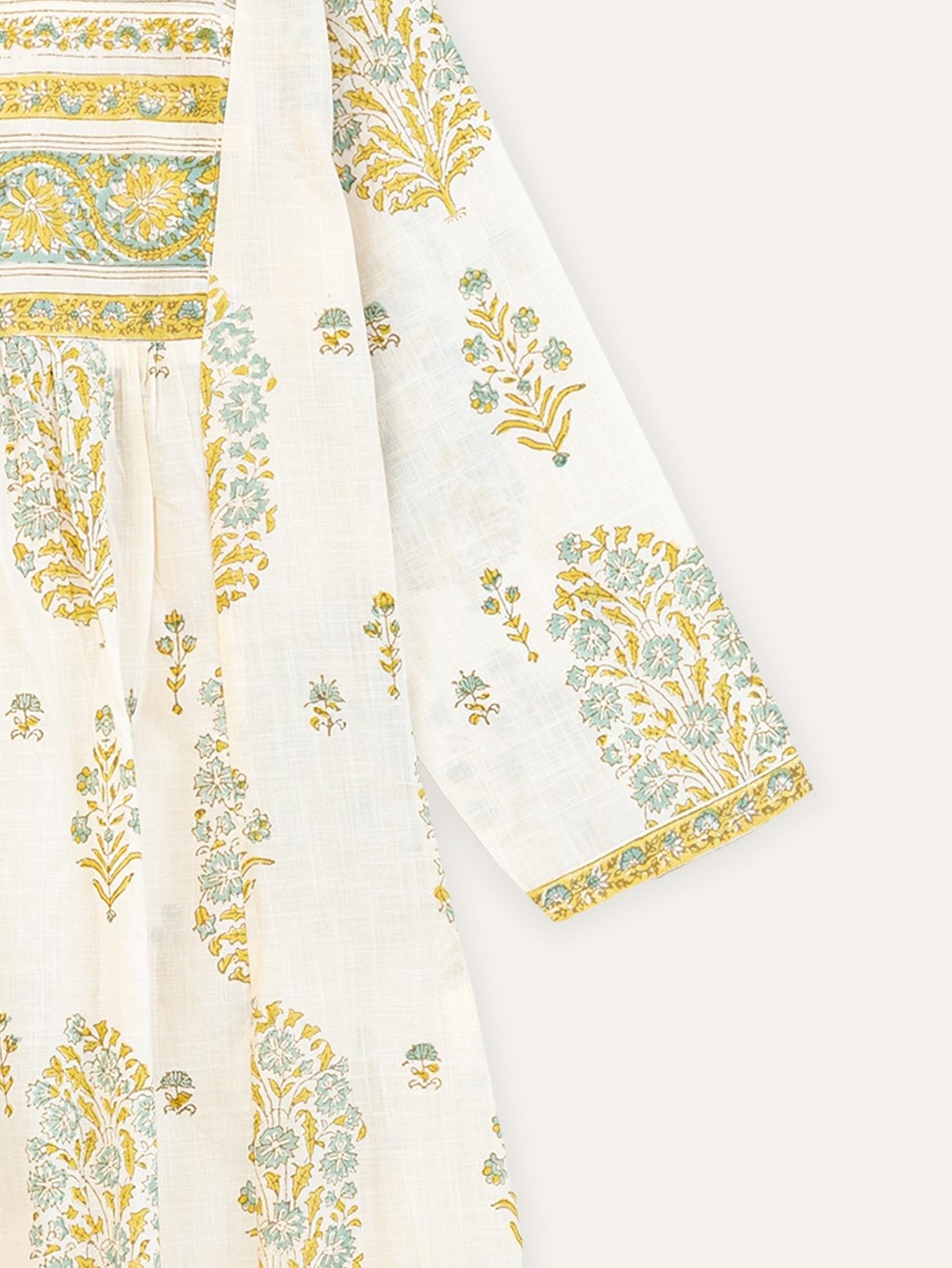 Alani Cotton Slub Block Printed A - Line Kurta - AINA