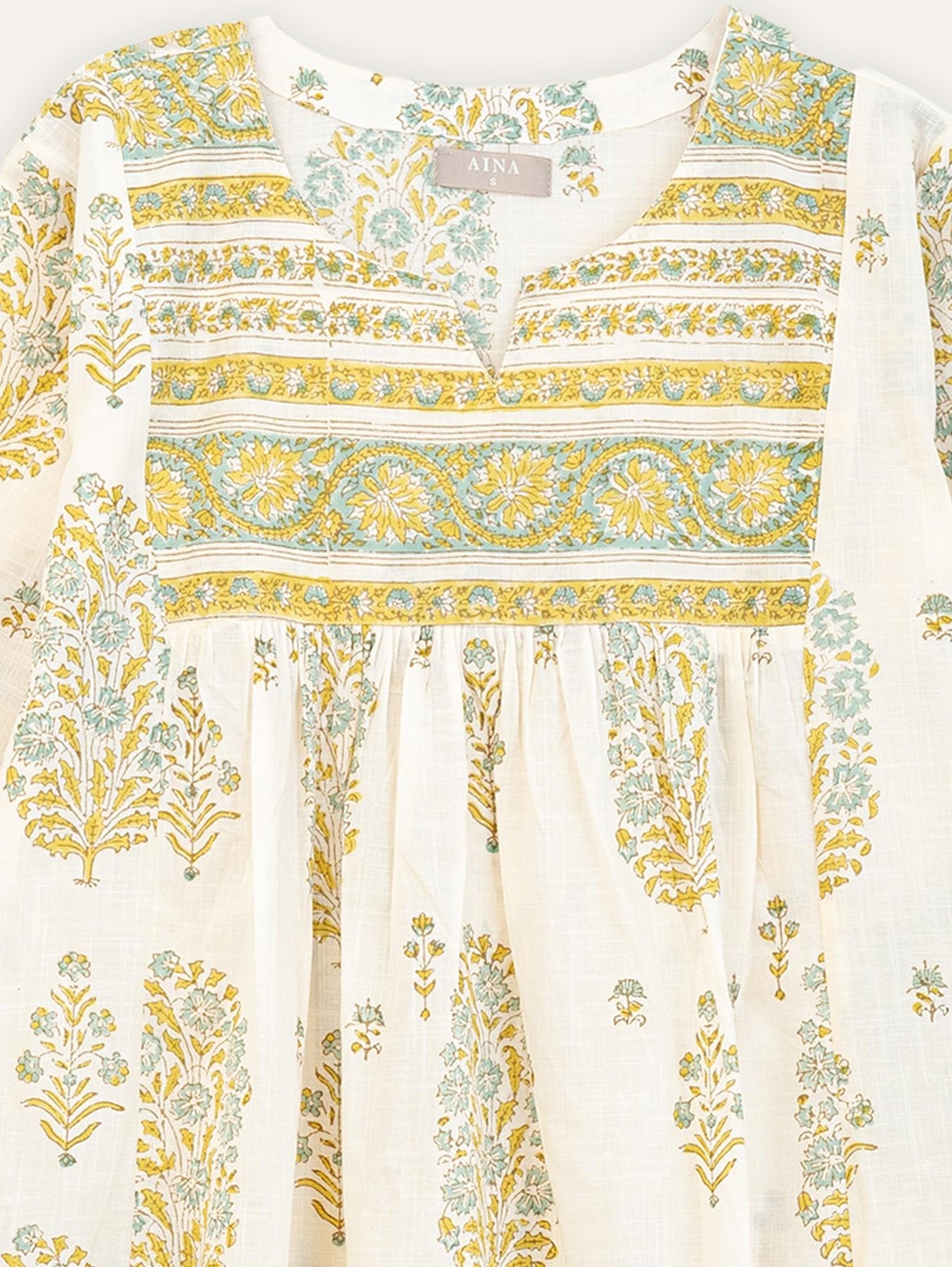 Alani Cotton Slub Block Printed A - Line Kurta - AINA