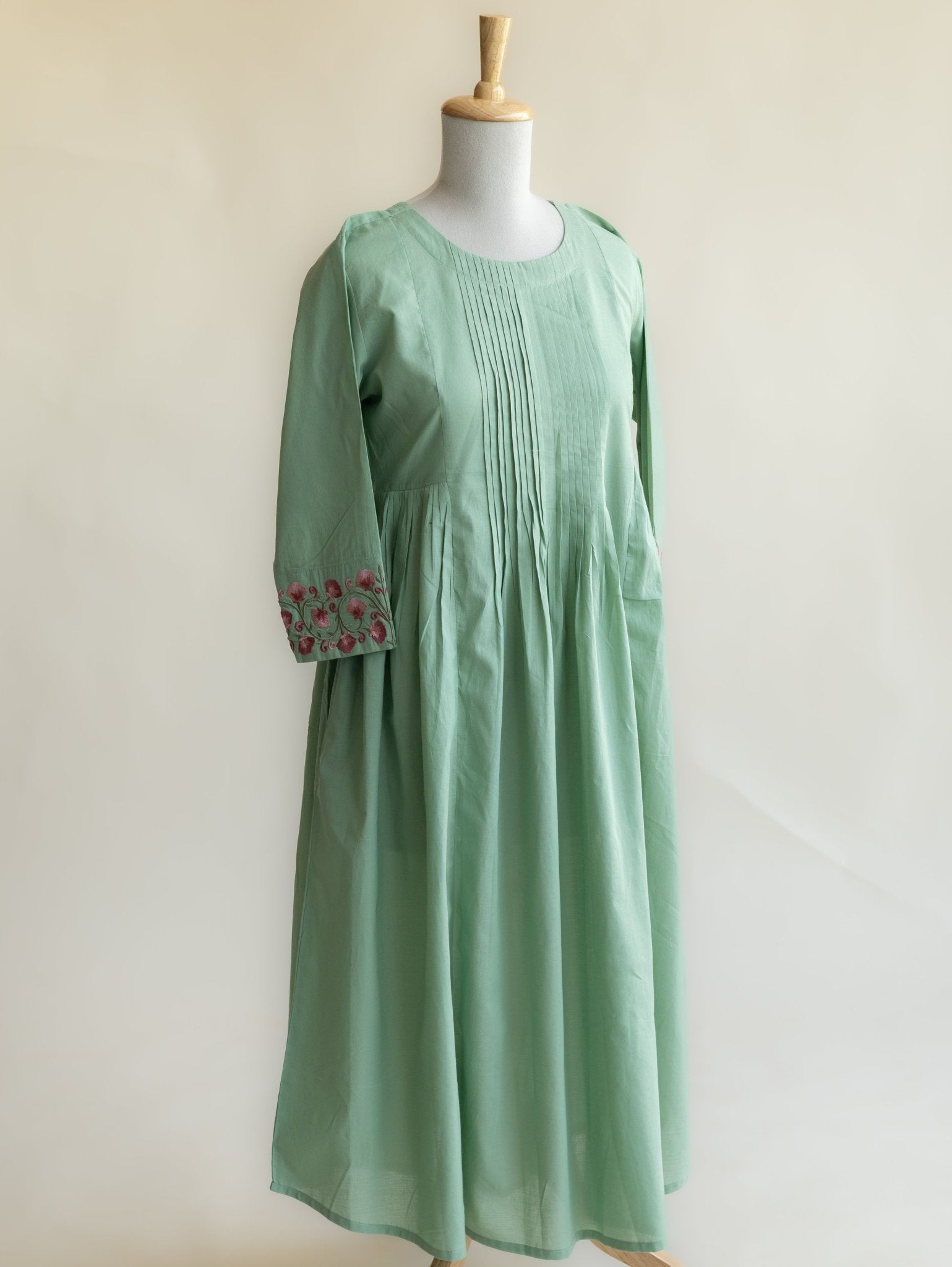 Alaya Cotton Embroidered A - Line Kurta - AINA