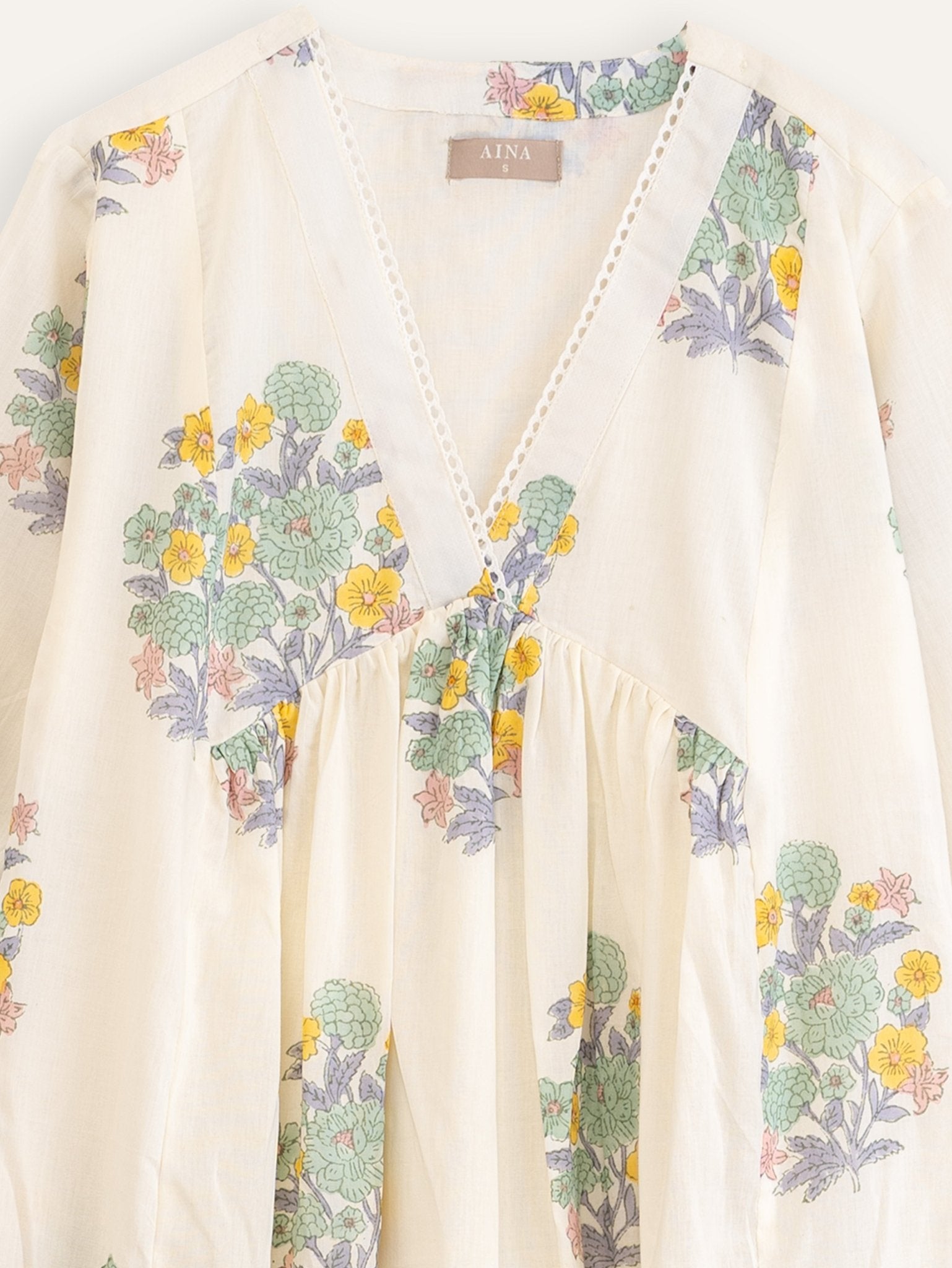 Aleena Cotton Block Printed A - Line Kurta - AINA