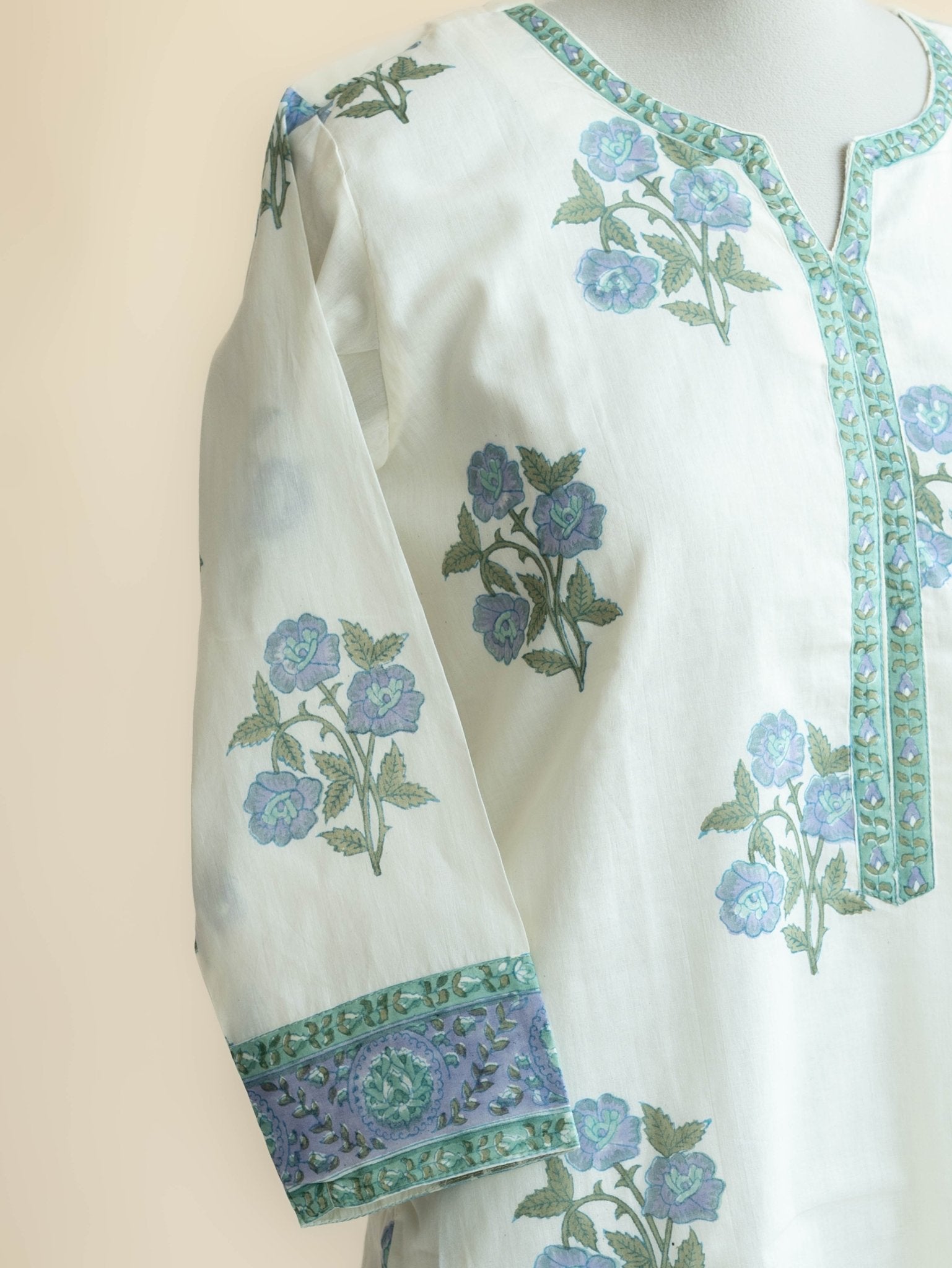 Aleena Cotton Block Printed Straight Kurta - AINA