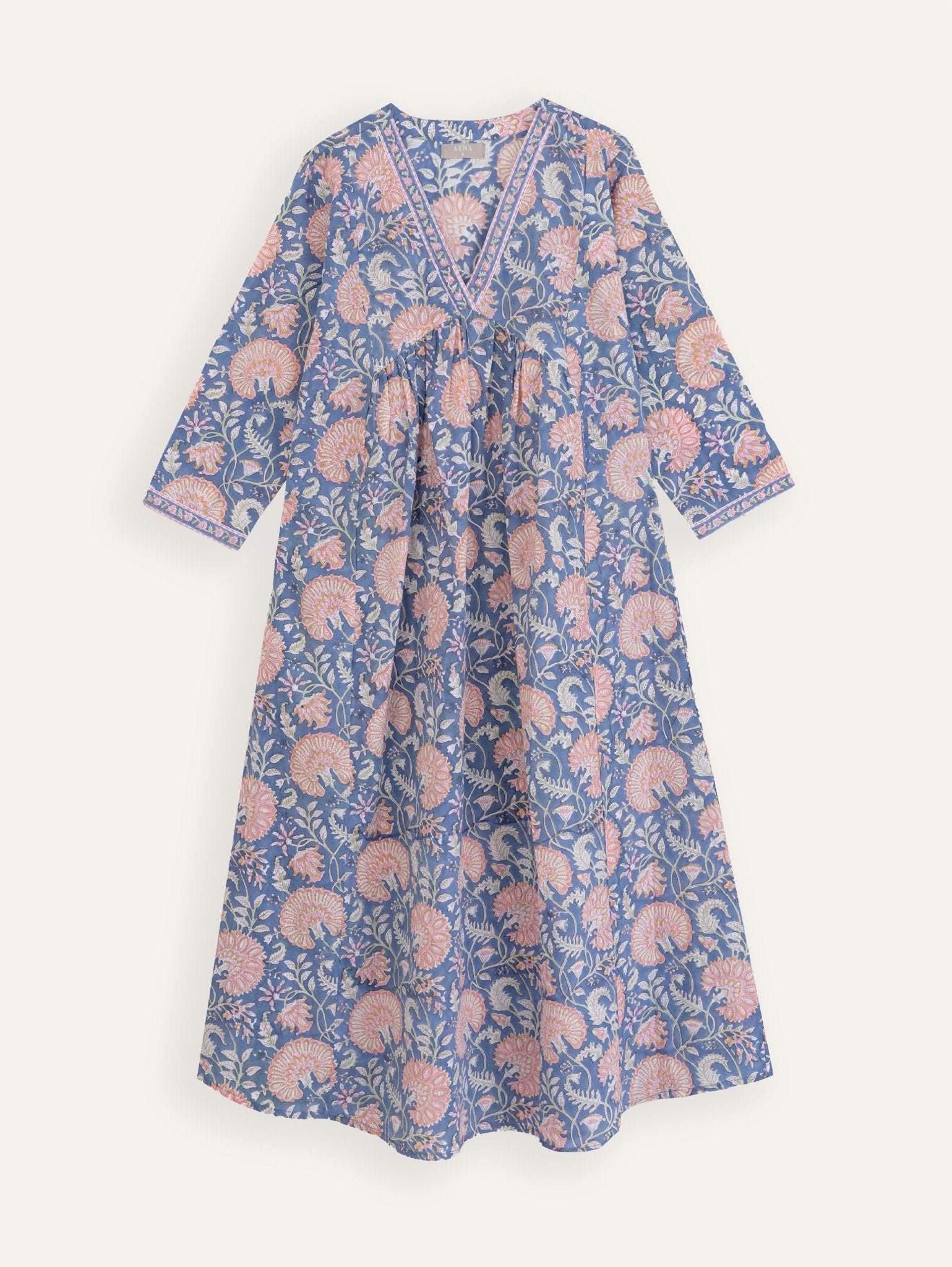 Aleesha Cotton Block Printed A - Line Kurta - AINA