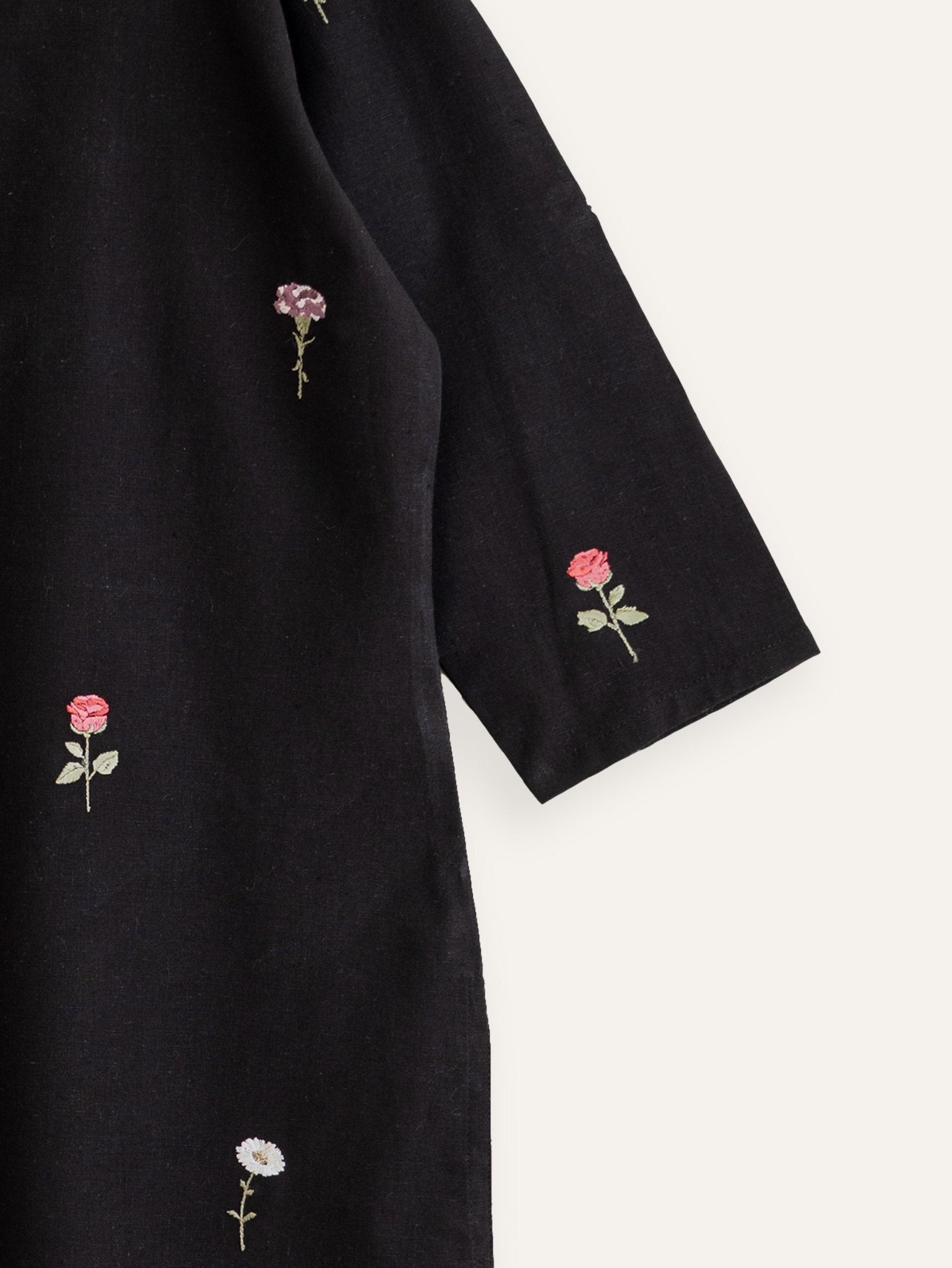 Aleesha Cotton Flax Embroidered Straight Kurta - AINA