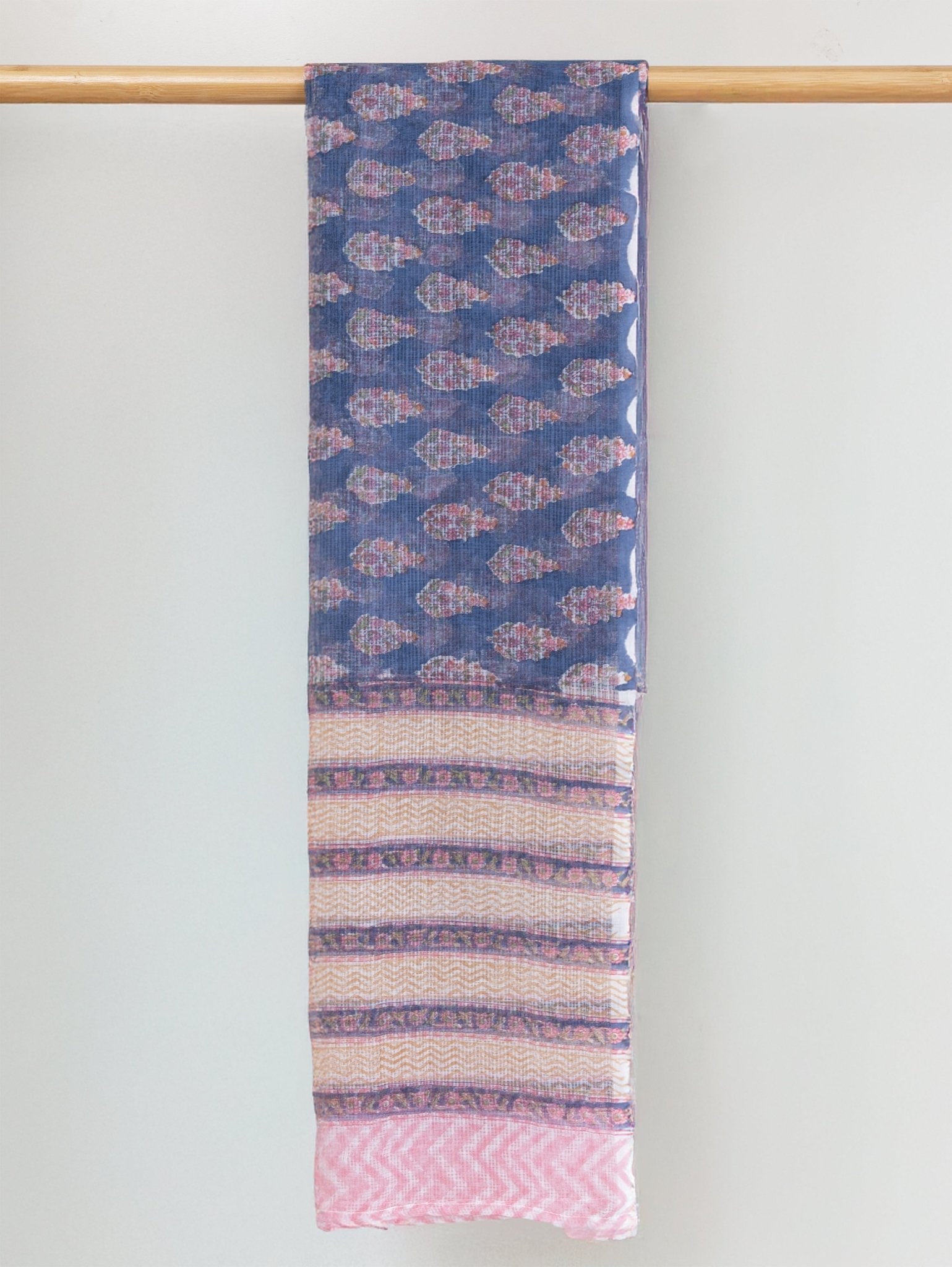 Aleesha Kota Doria Block Printed Dupatta - AINA