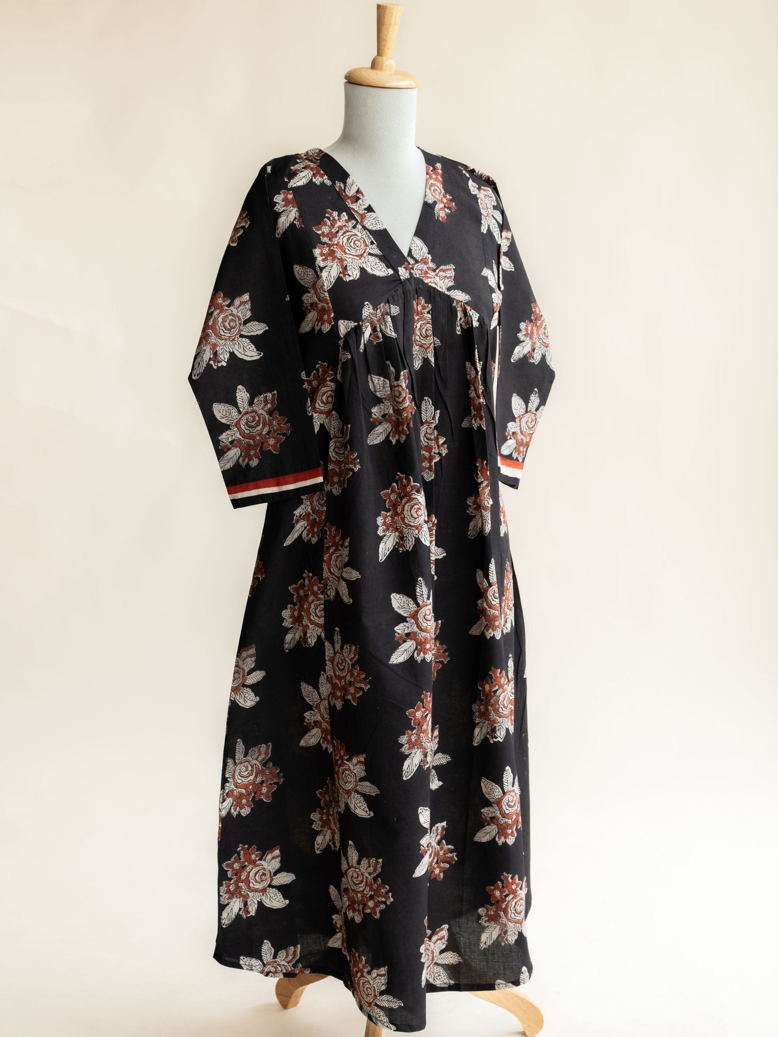 Aleeza Cotton Block Printed A - Line Kurta - AINA