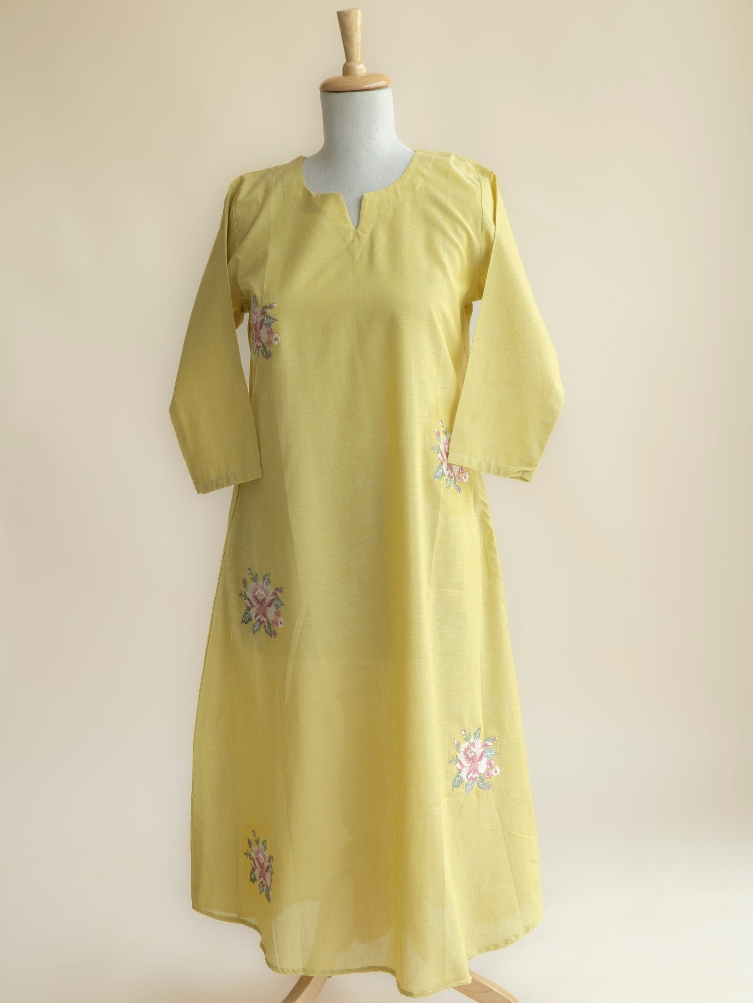 Aloha Cotton Embroidered A - Line Kurta - AINA