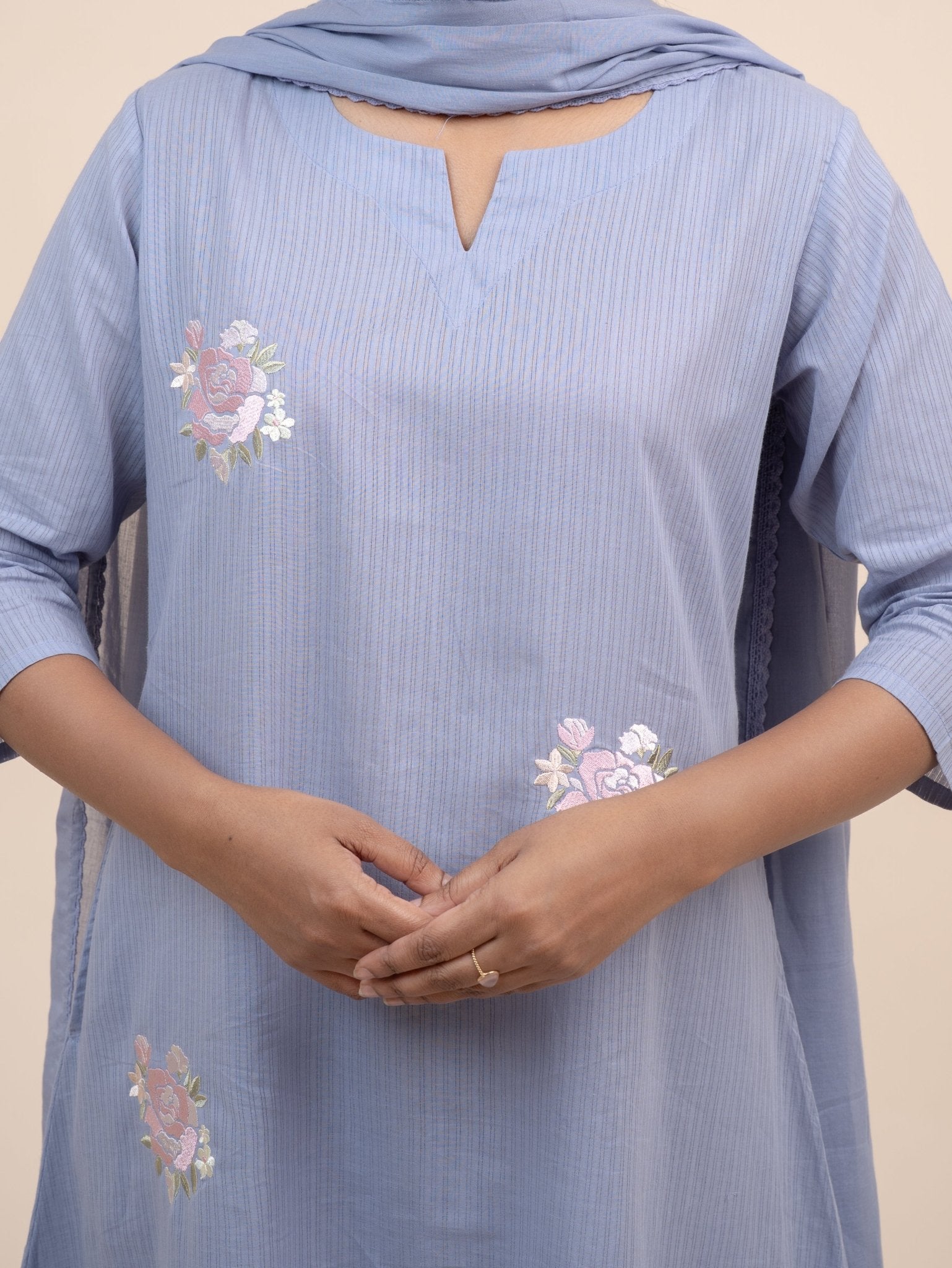 Aloha Cotton Embroidered A - Line Suit Set - AINA