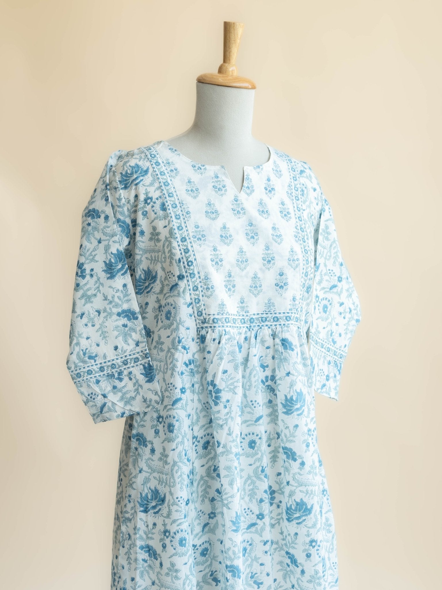 Amala Cotton Block Printed A - Line Kurta - AINA