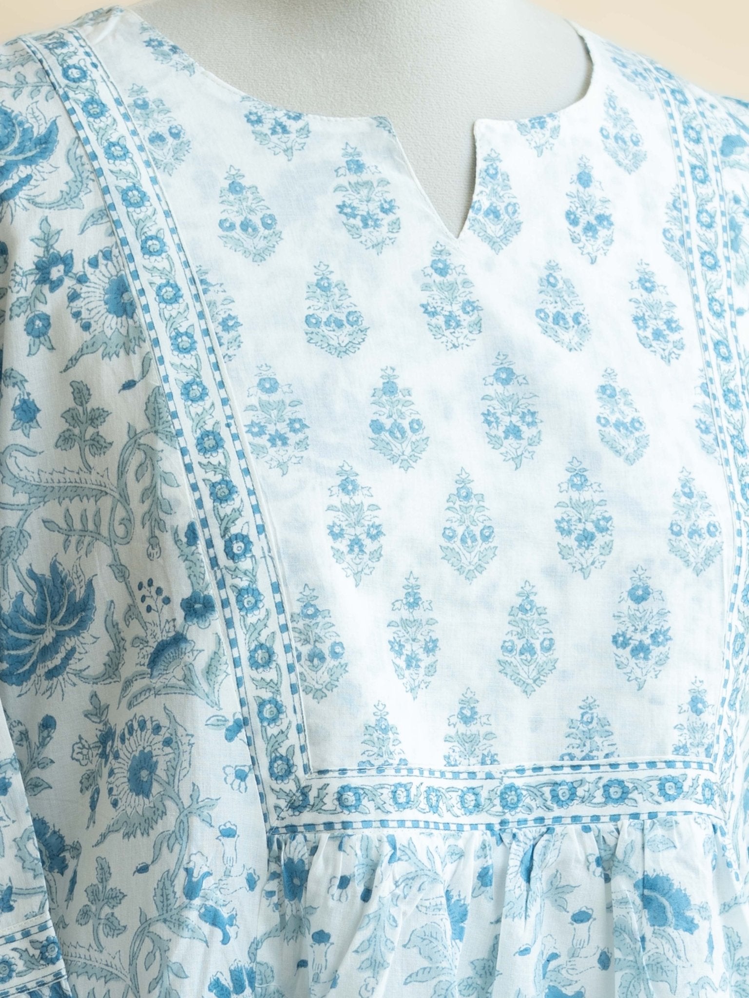 Amala Cotton Block Printed A - Line Kurta - AINA