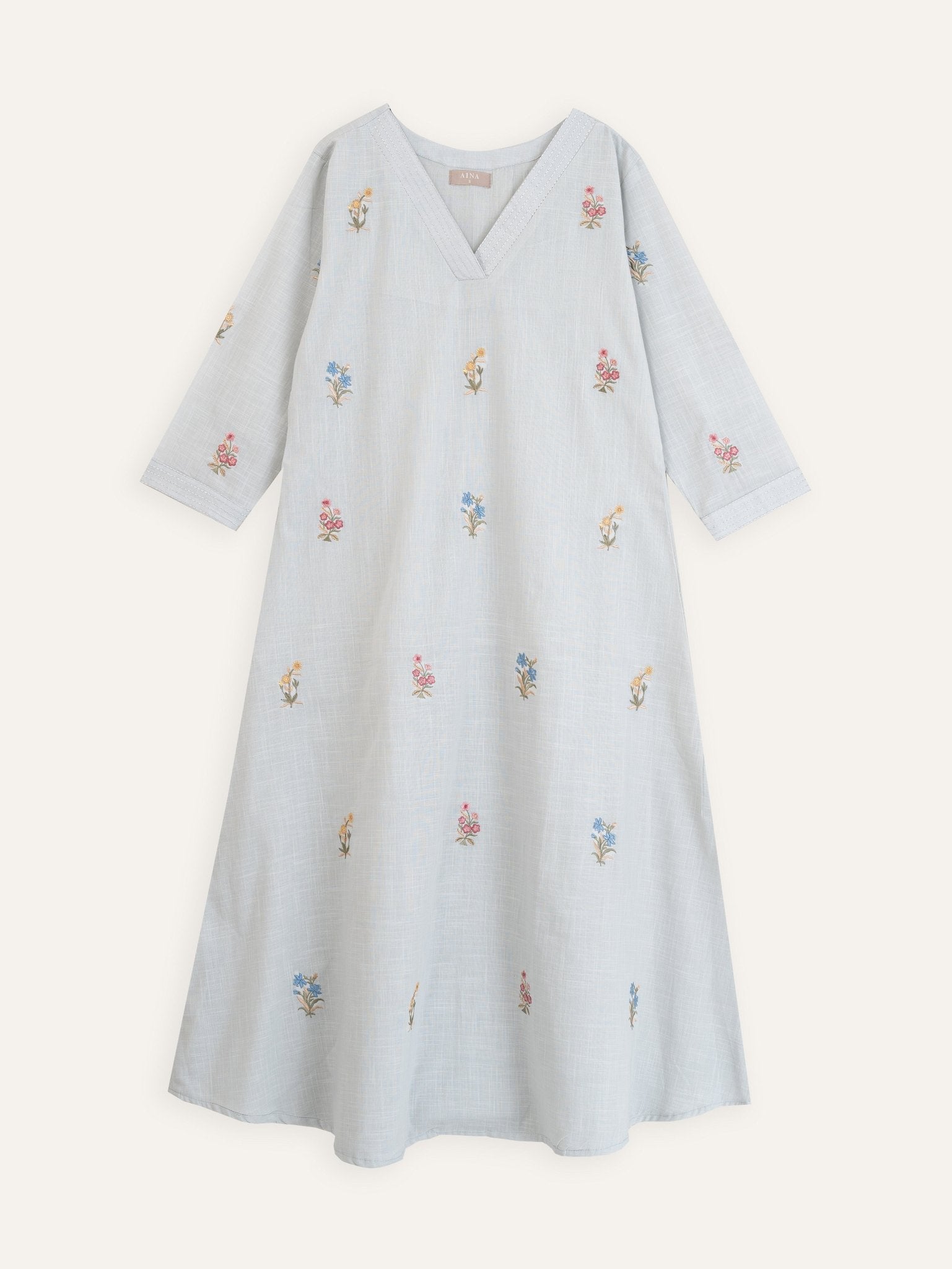 Amalda Cotton Slub Embroidered A - Line Kurta - AINA
