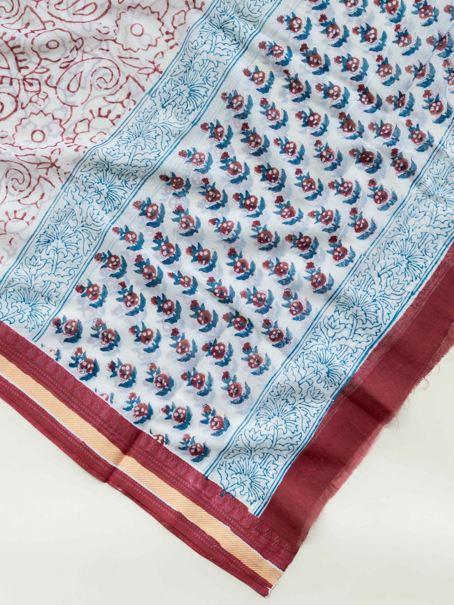 Amara Cotton Block Printed Unstitched Suit Set - 3 Piece - AINA