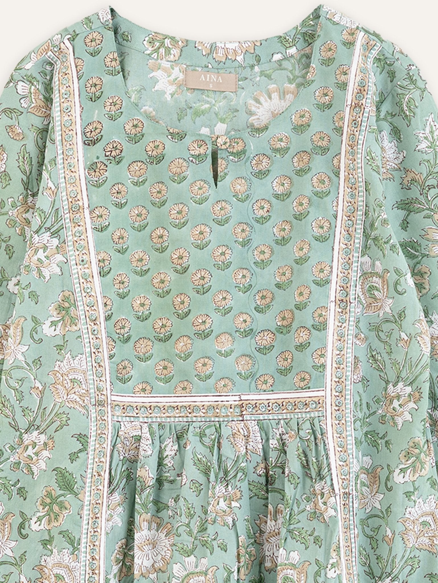 Ambili Cotton Block Printed A - Line Kurta - AINA