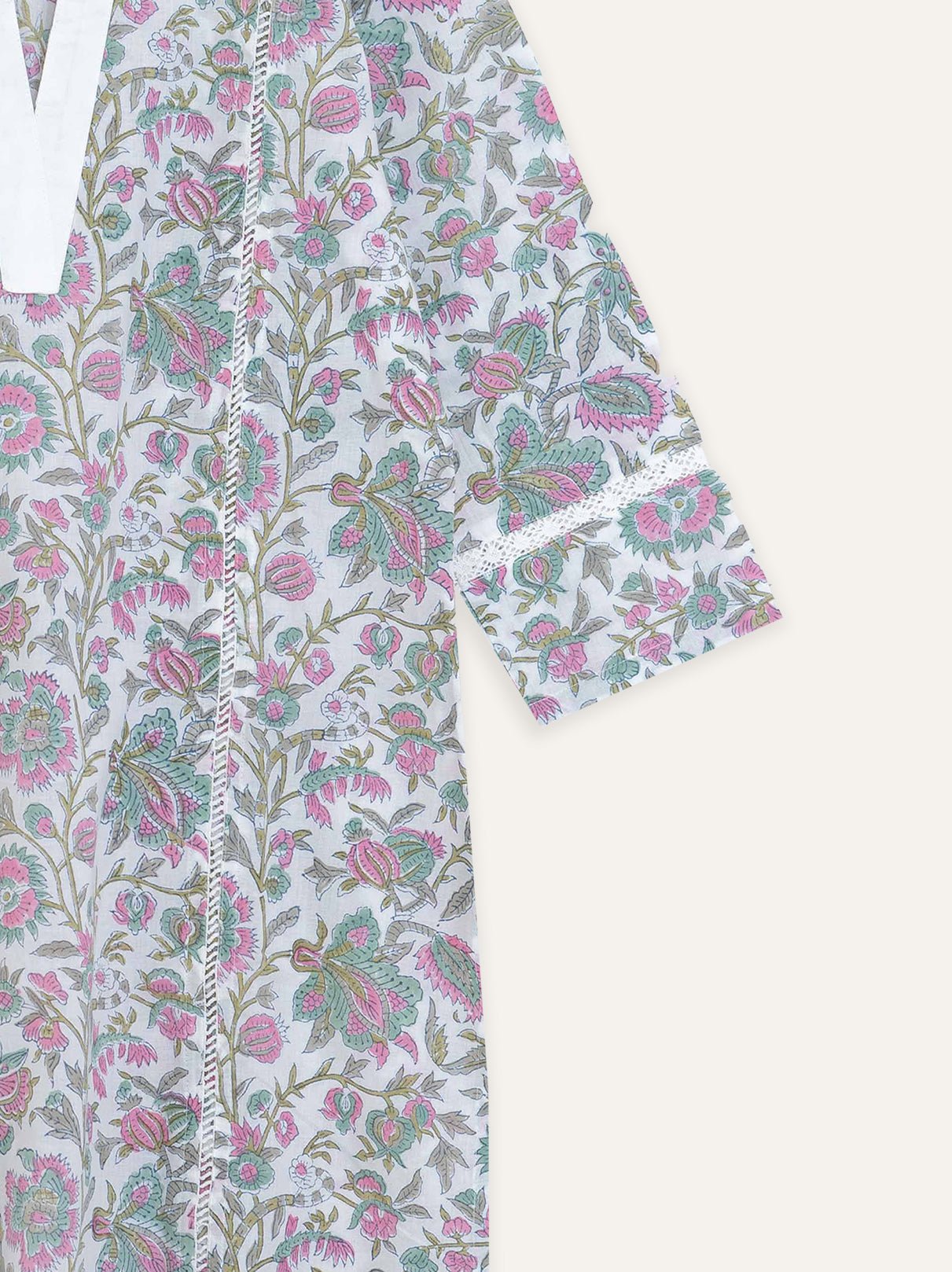 Ameena Cotton Block Printed Straight Kurta - AINA