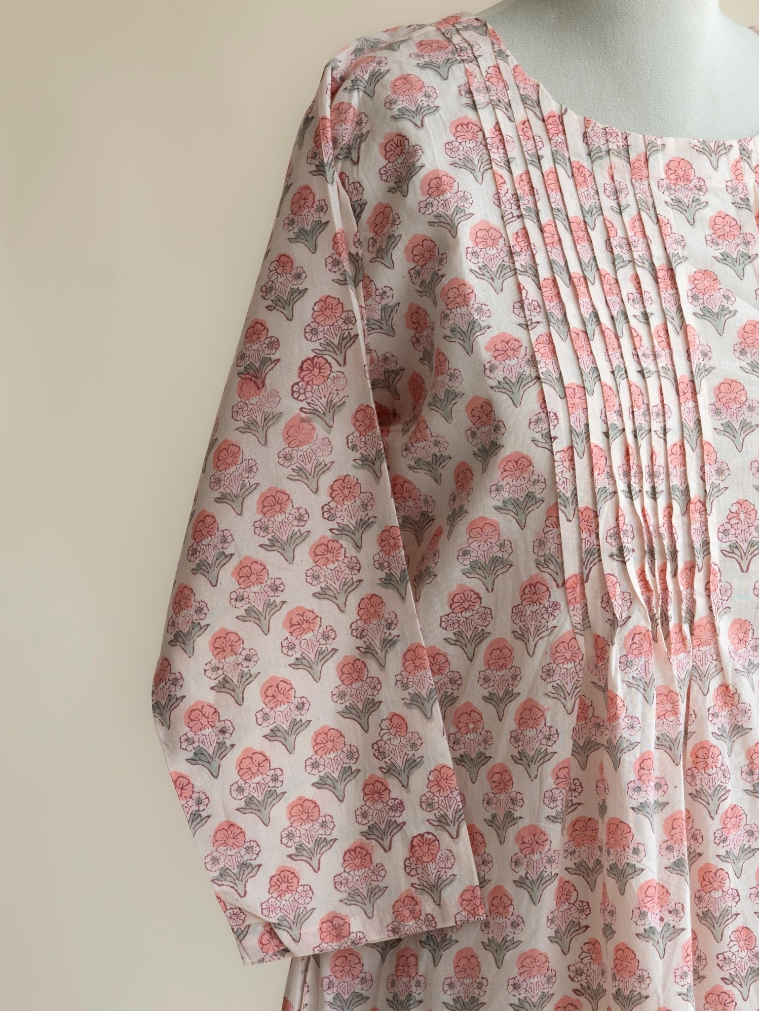 Ameirah Cotton Block Printed A - Line Kurta - AINA