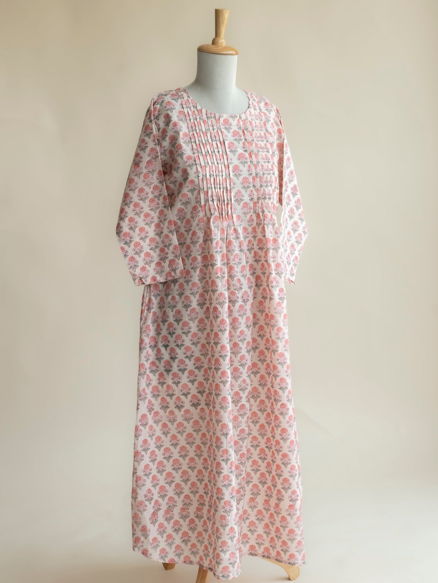 Ameirah Cotton Block Printed A - Line Kurta - AINA