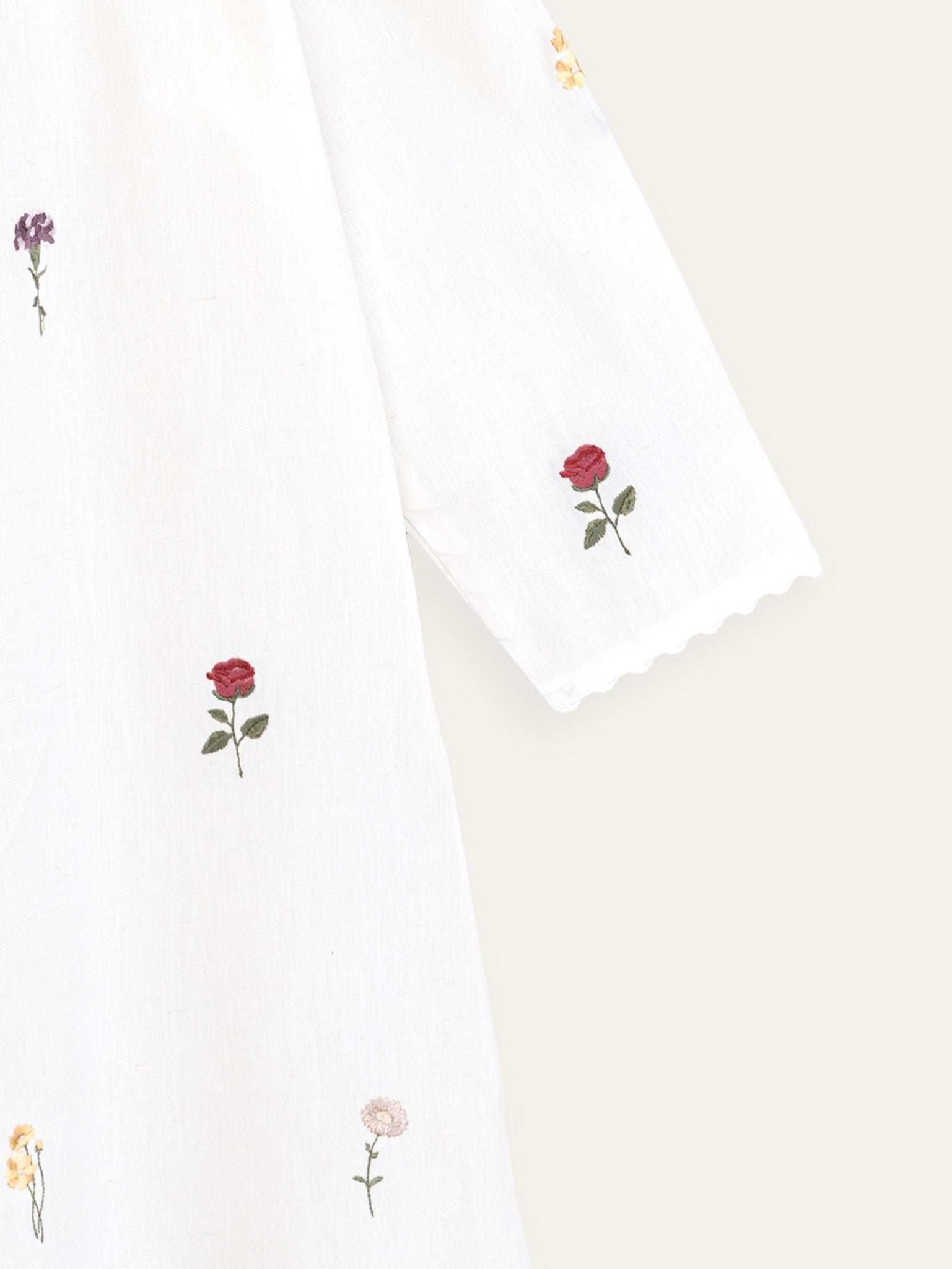 Amera Cotton Flax Embroidered A - Line Kurta - AINA