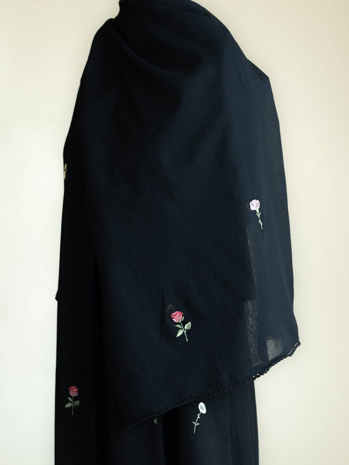 Ameya Cotton Flax Embroidered A-Line Suit Set - AINA