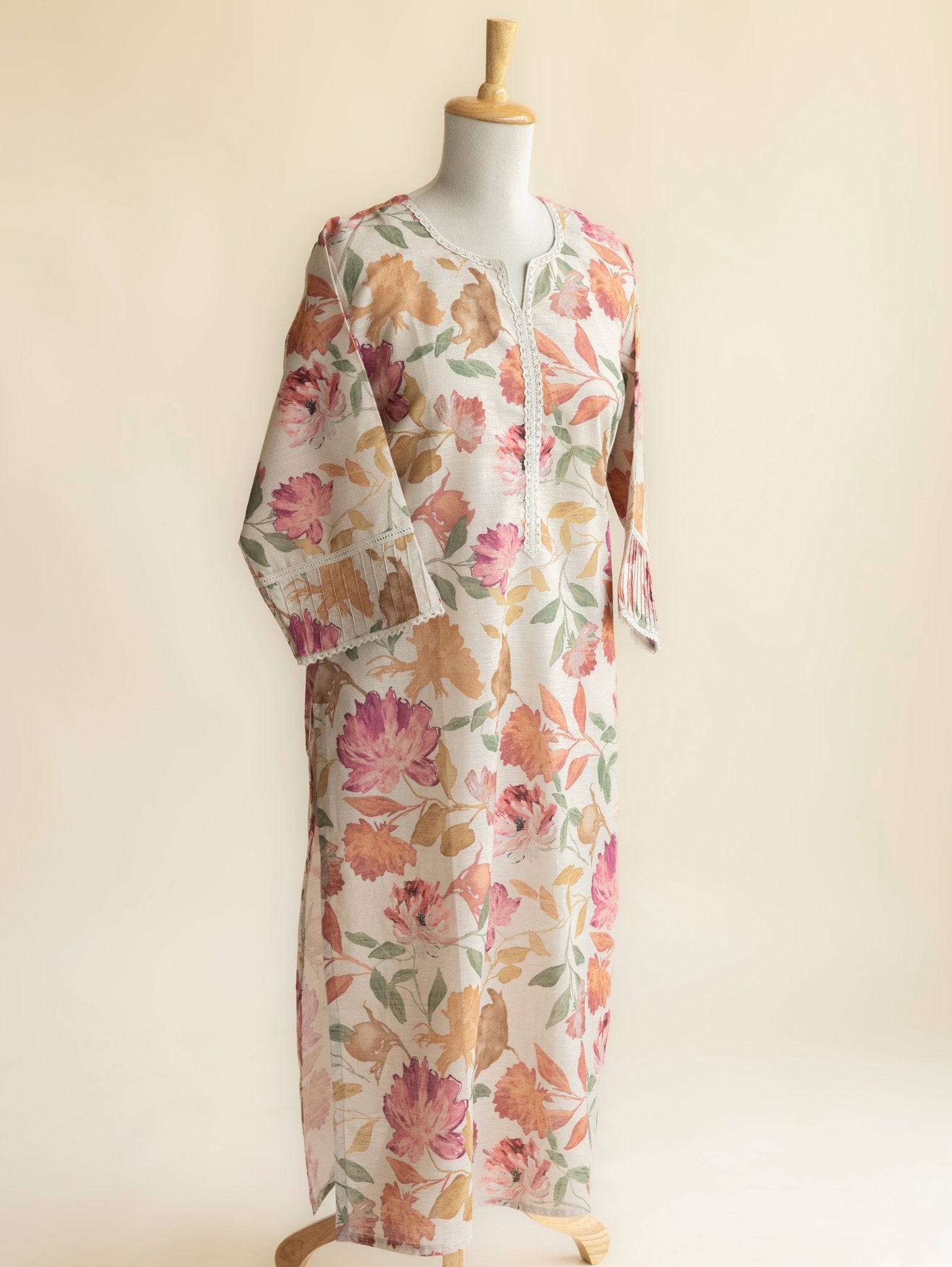 Amira Cotton Linen Digital Print Straight Kurta - AINA