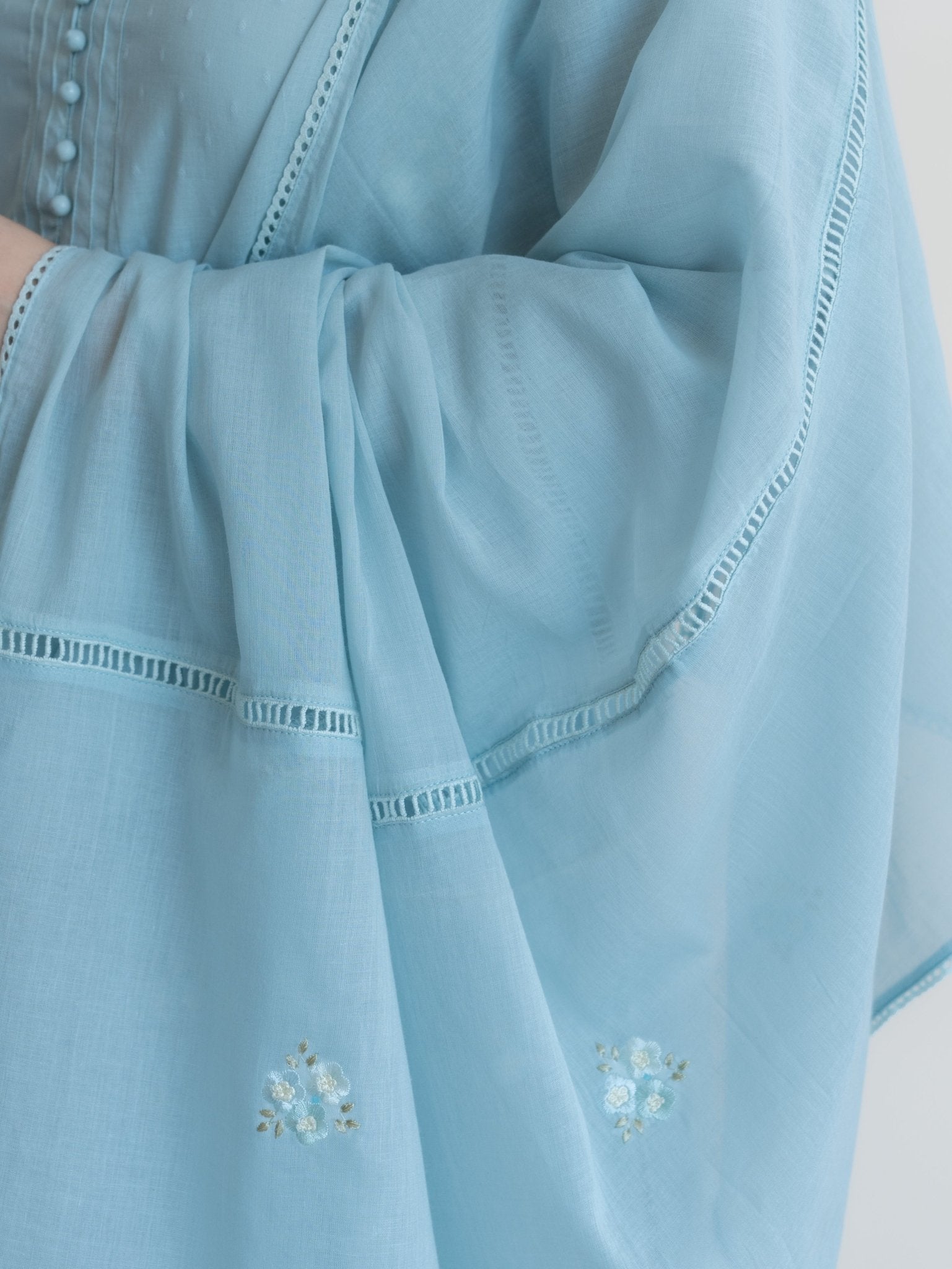 Amna Cotton Dobby Embroidered Straight Suit set - AINA