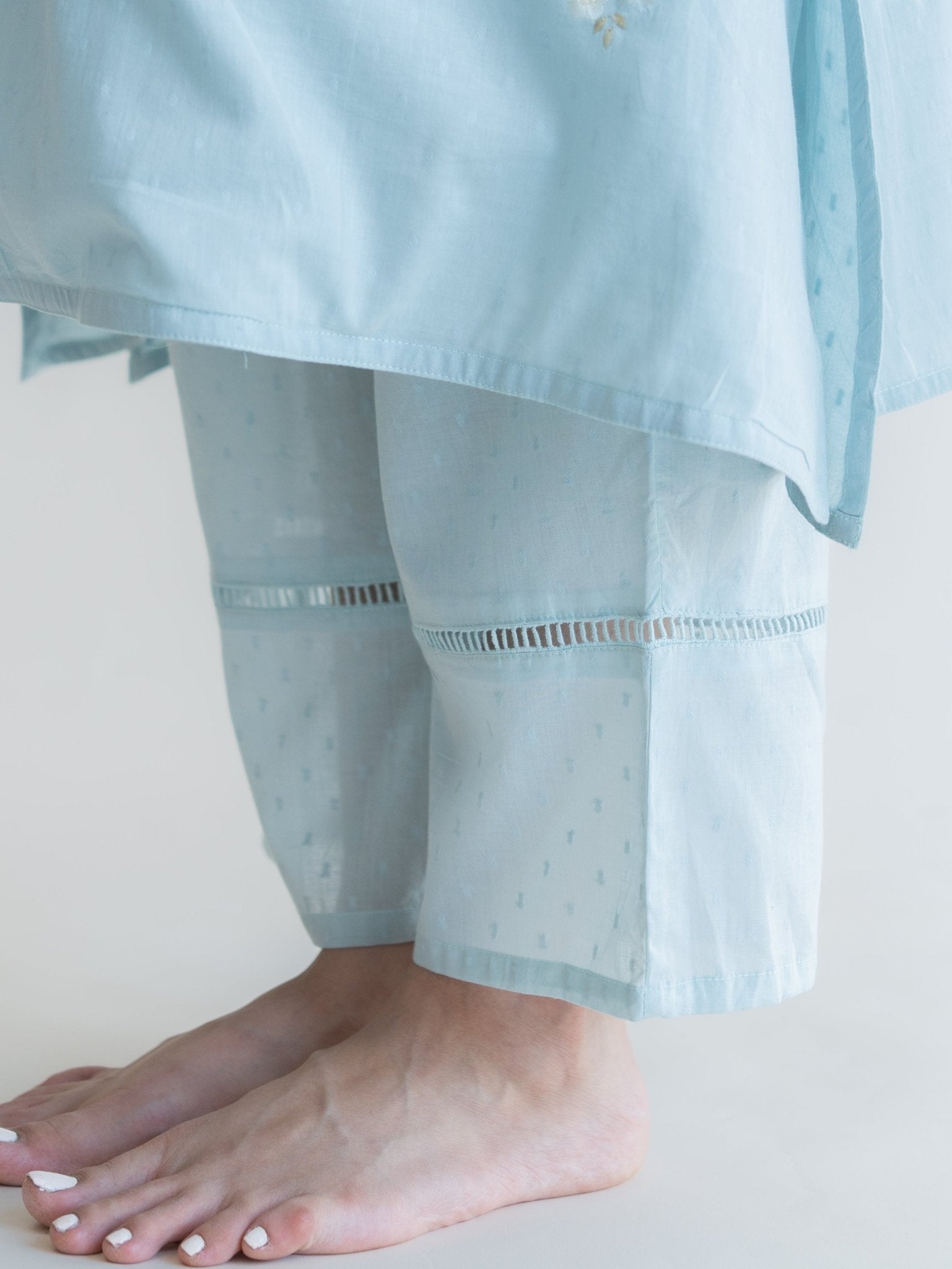 Amna Cotton Dobby Embroidered Straight Suit set - AINA