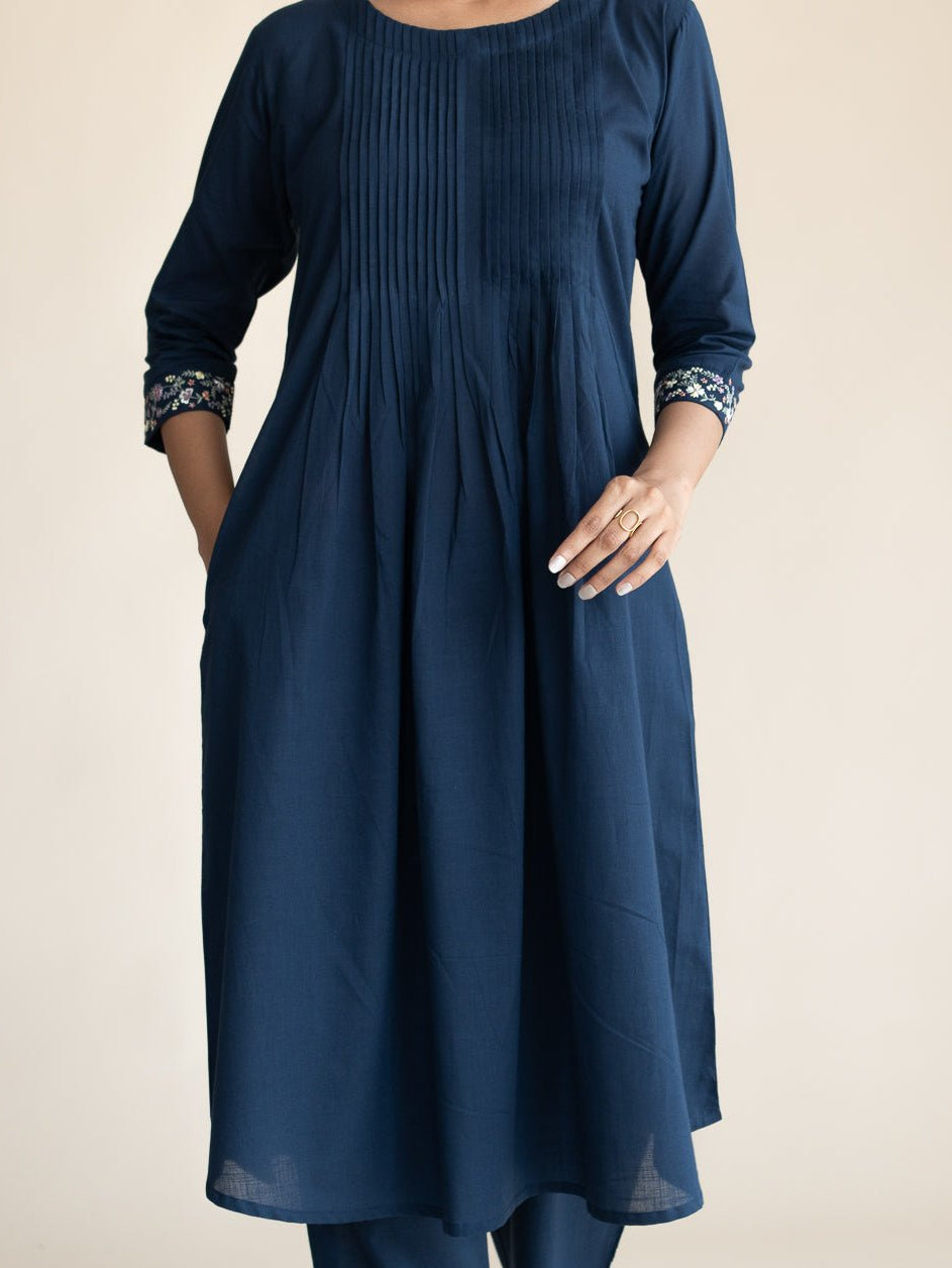 Amrina Cotton Embroidered A - Line Suit Set - AINA