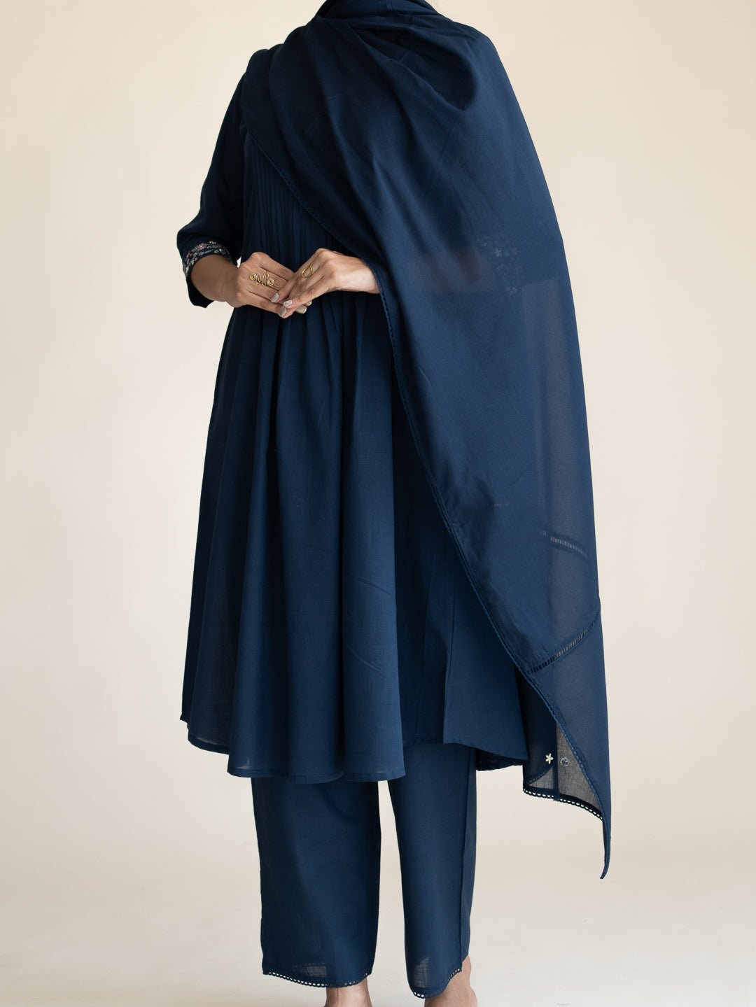 Amrina Cotton Embroidered A - Line Suit Set - AINA