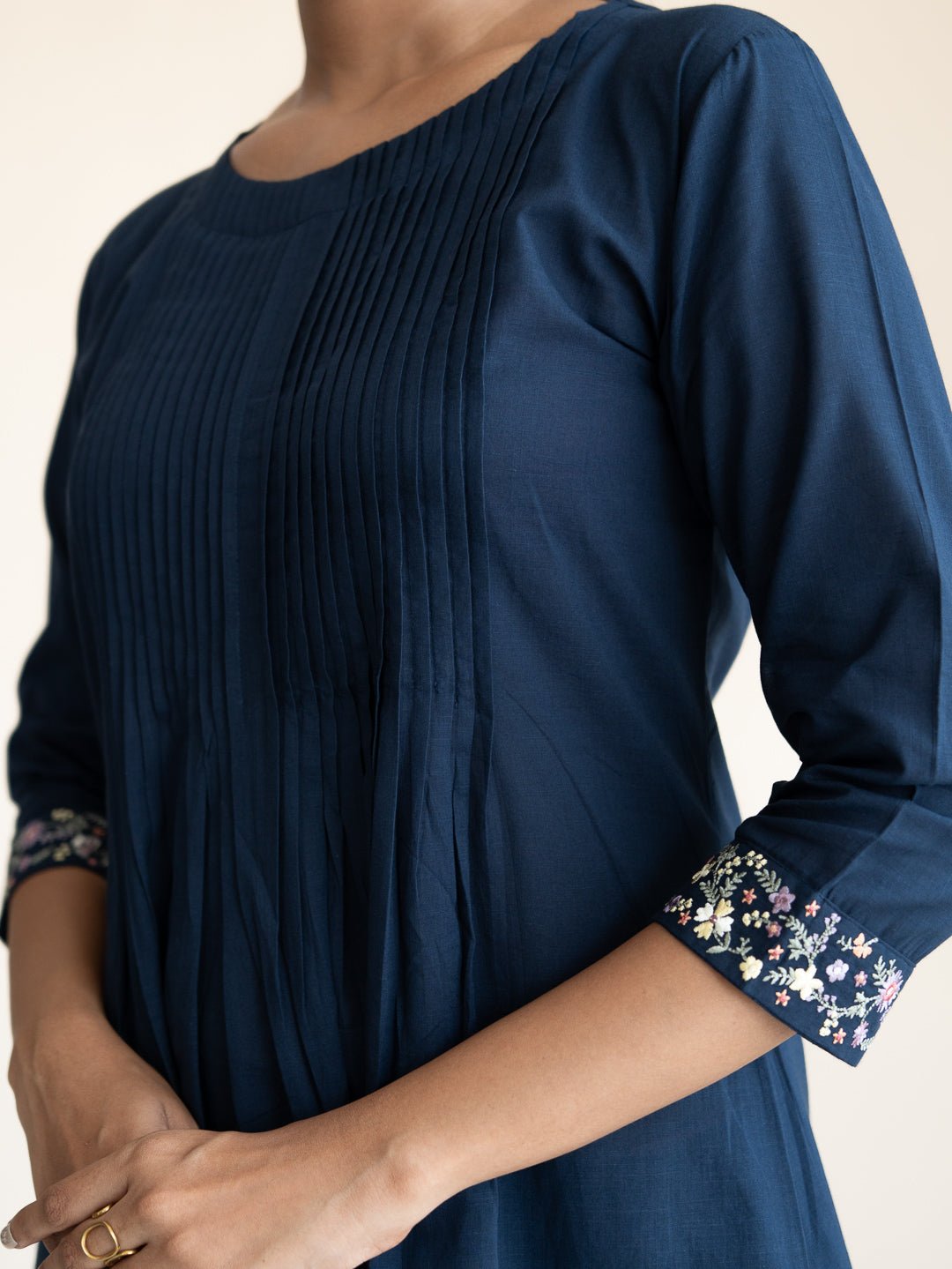 Amrina Cotton Embroidered A - Line Suit Set - AINA