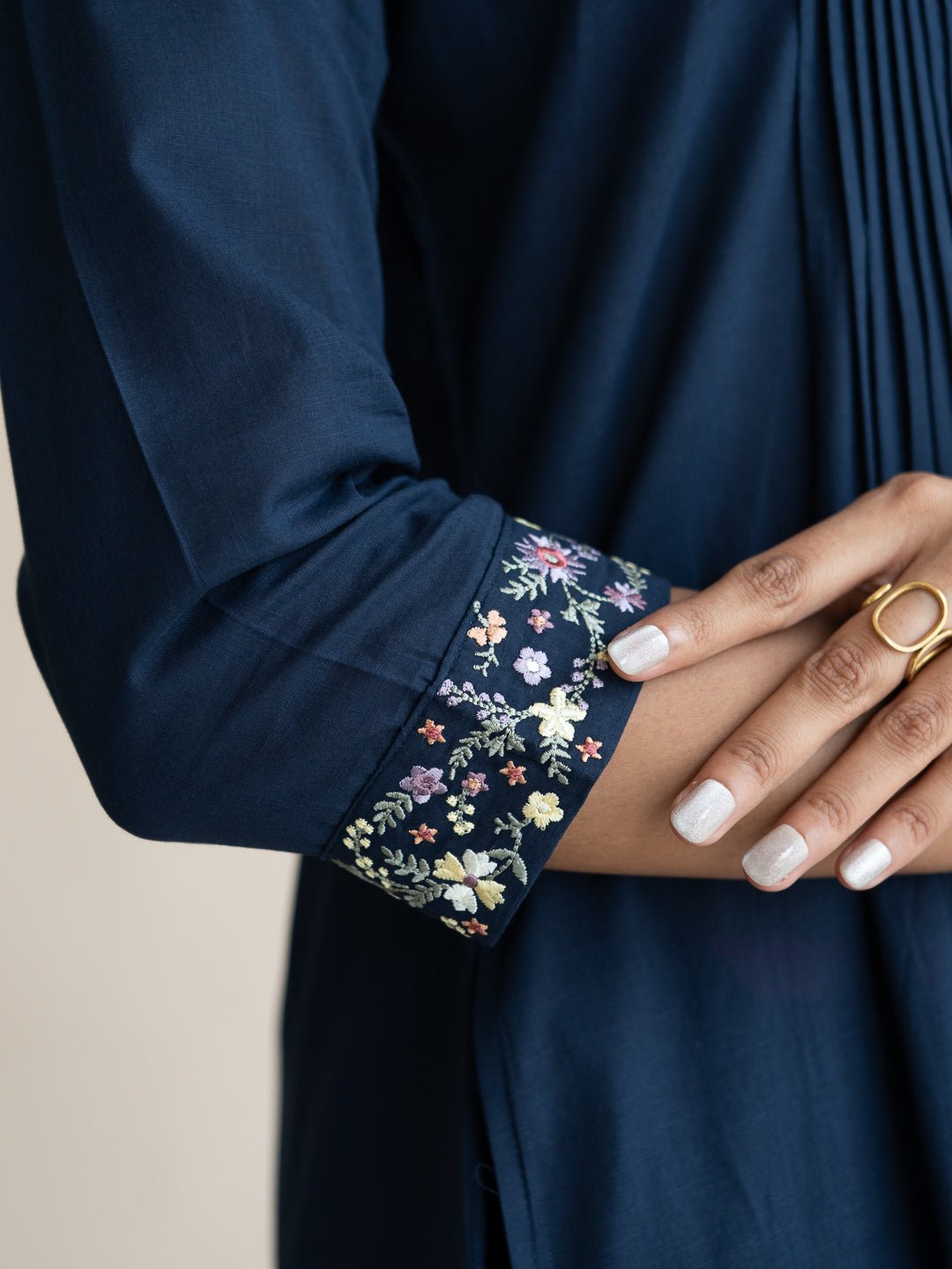 Amrina Cotton Embroidered A - Line Suit Set - AINA