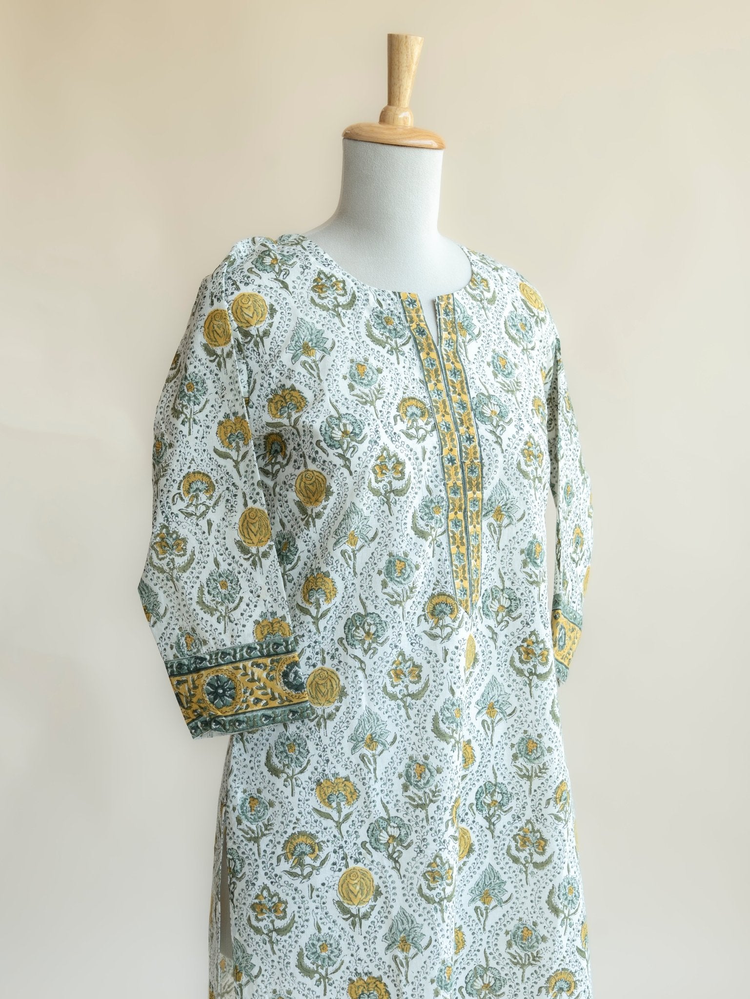 Ananta Cotton Block Printed Straight Kurta - AINA