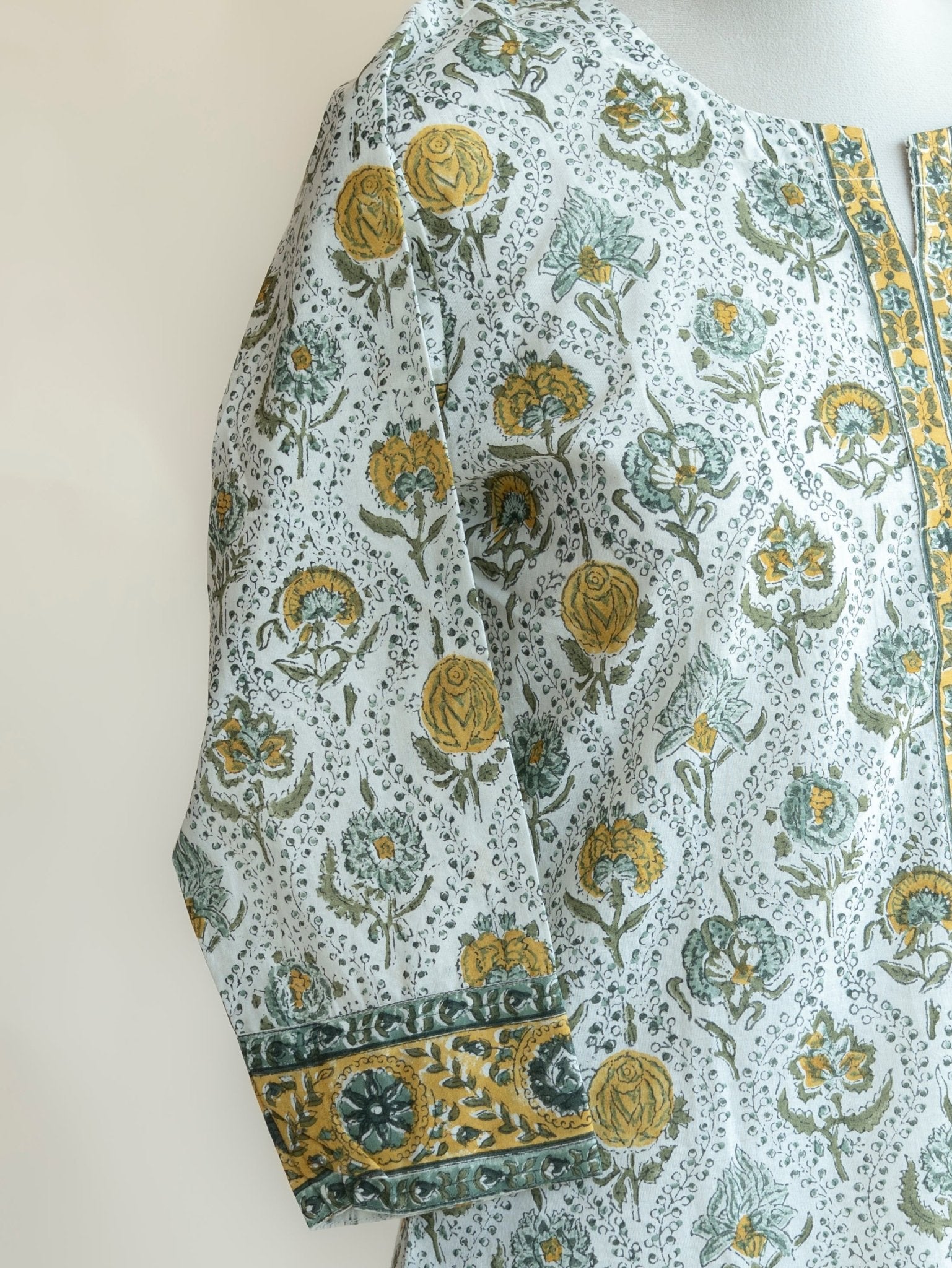 Ananta Cotton Block Printed Straight Kurta - AINA