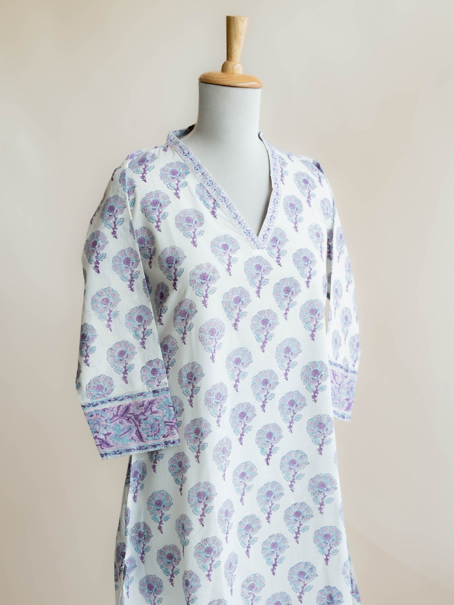 Anasooya Cotton Block Printed A - Line Kurta - AINA