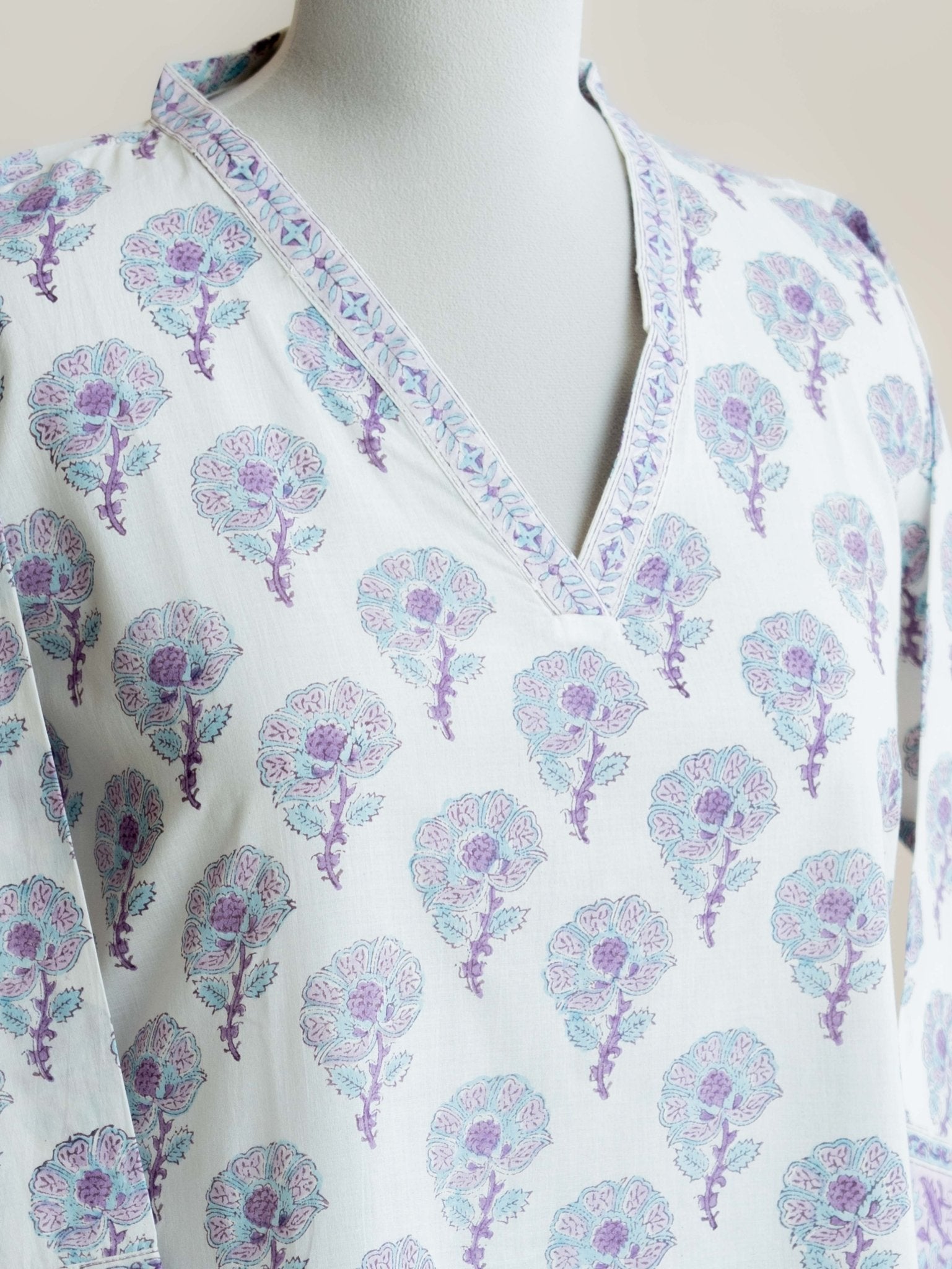 Anasooya Cotton Block Printed A - Line Kurta - AINA