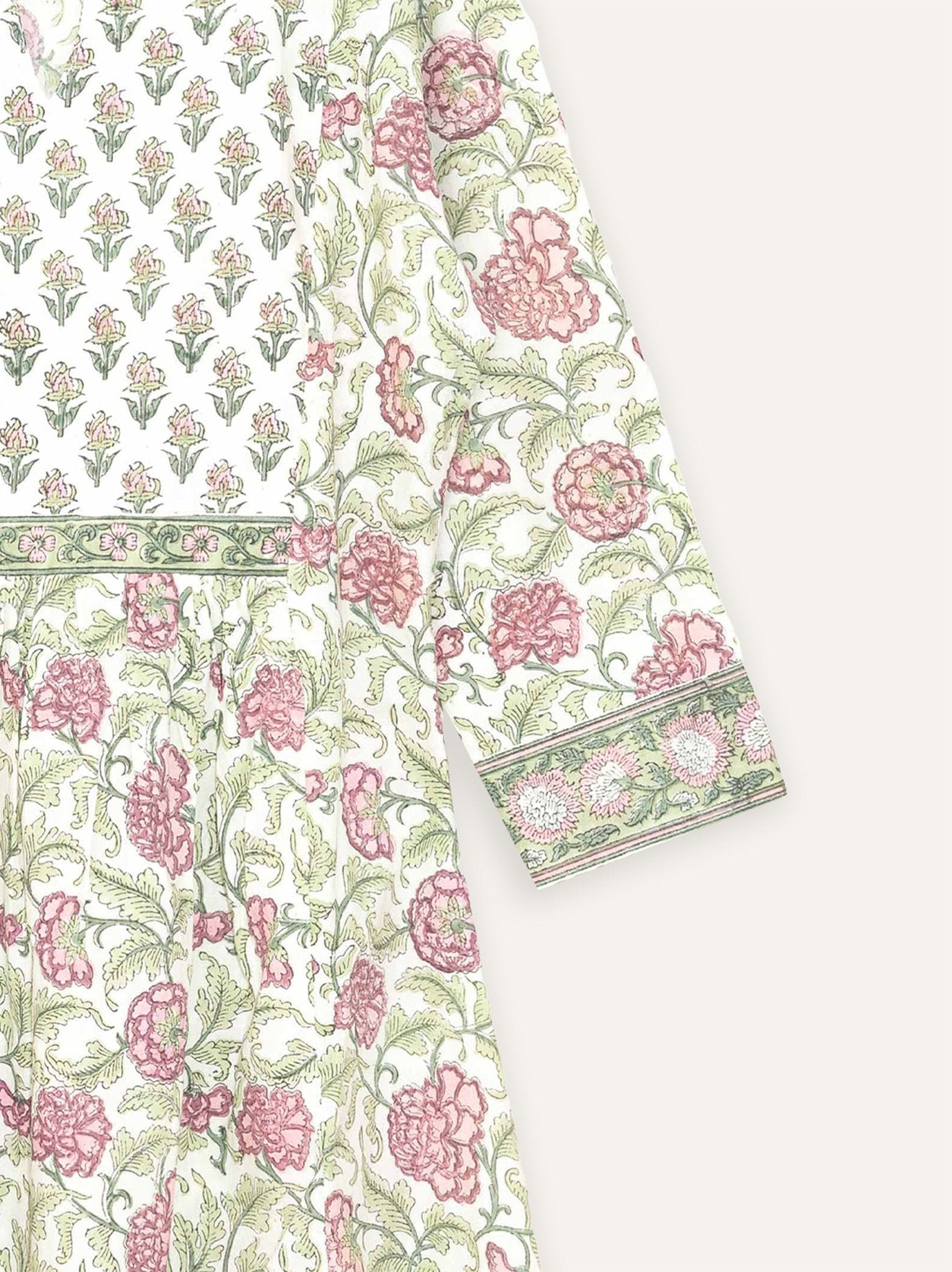 Anisha Cotton Block Printed A - Line Kurta - AINA