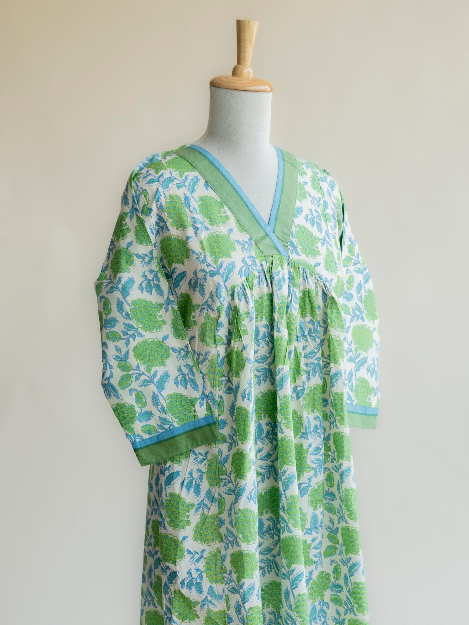 Anjana Cotton Block Printed A Line Kurta - AINA
