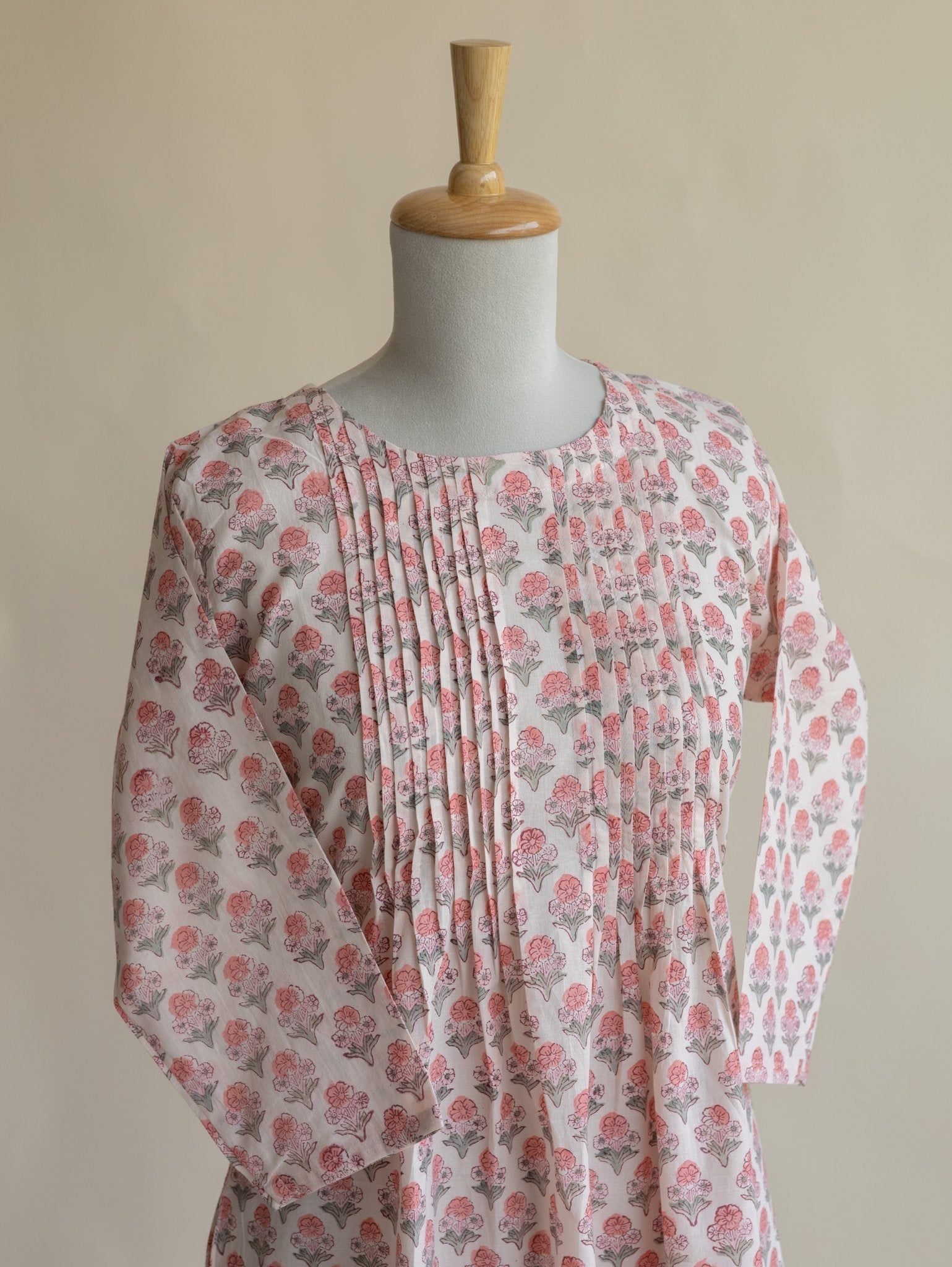 Anne Cotton Block Printed A - Line Kurta - AINA