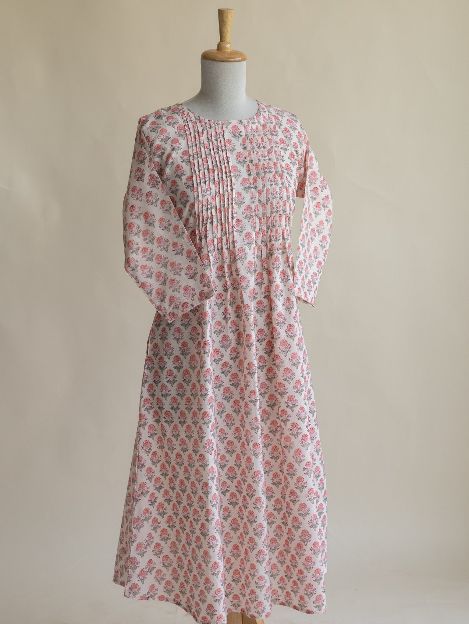 Anne Cotton Block Printed A - Line Kurta - AINA