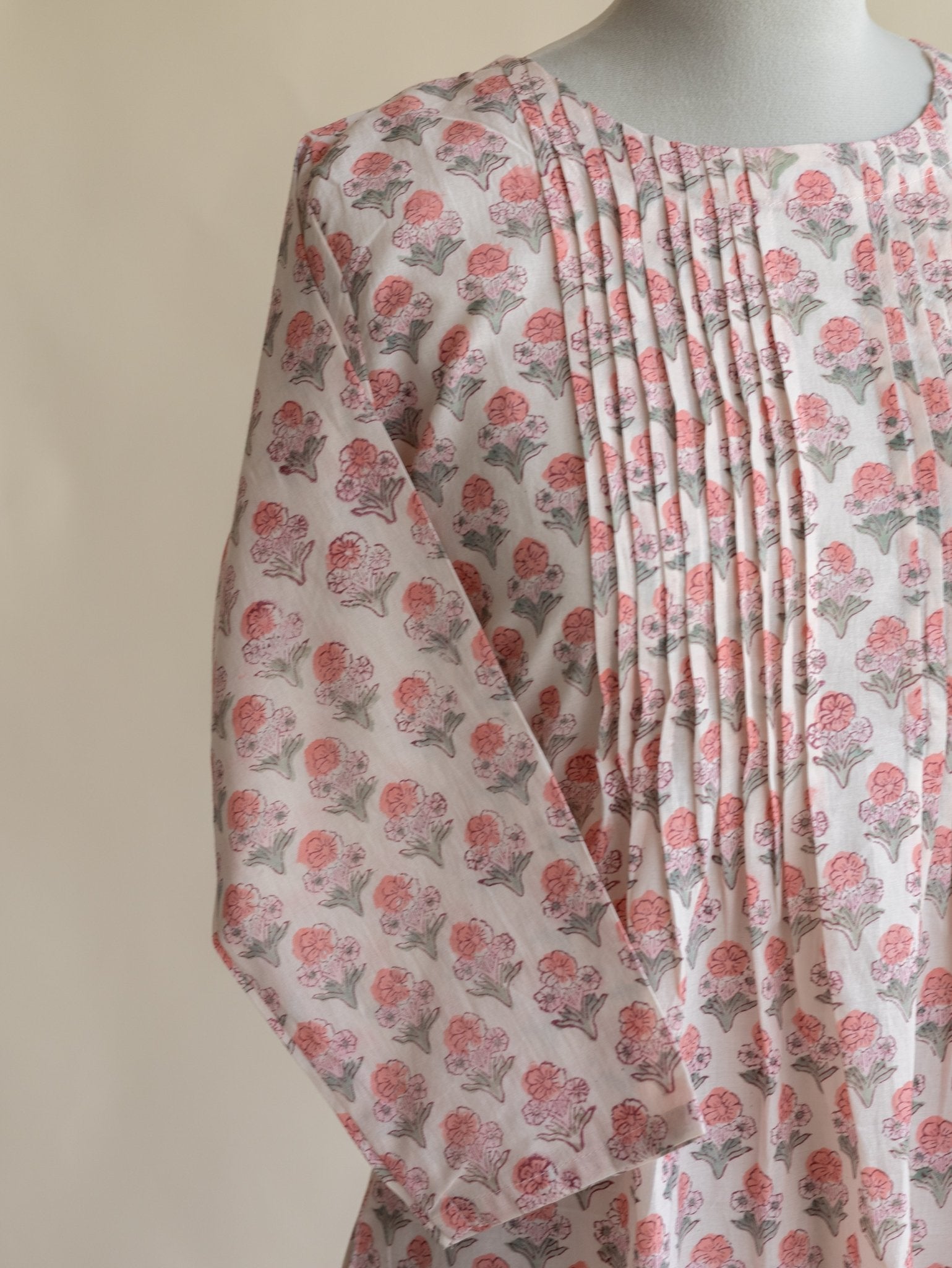 Anne Cotton Block Printed A - Line Kurta - AINA