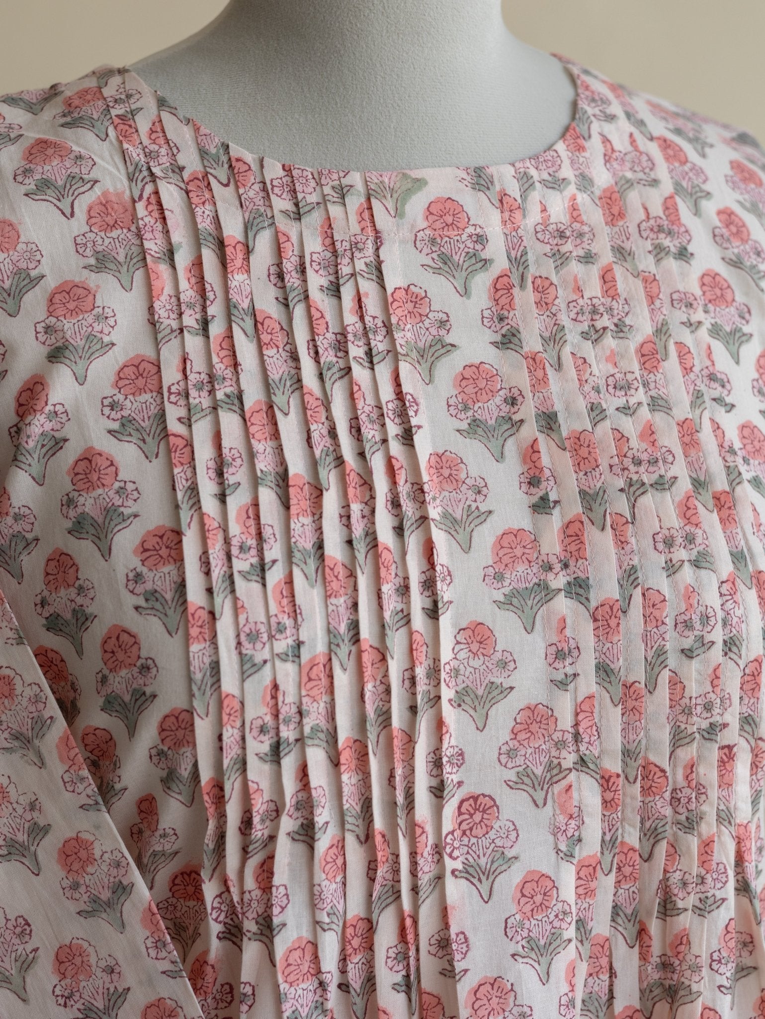 Anne Cotton Block Printed A - Line Kurta - AINA