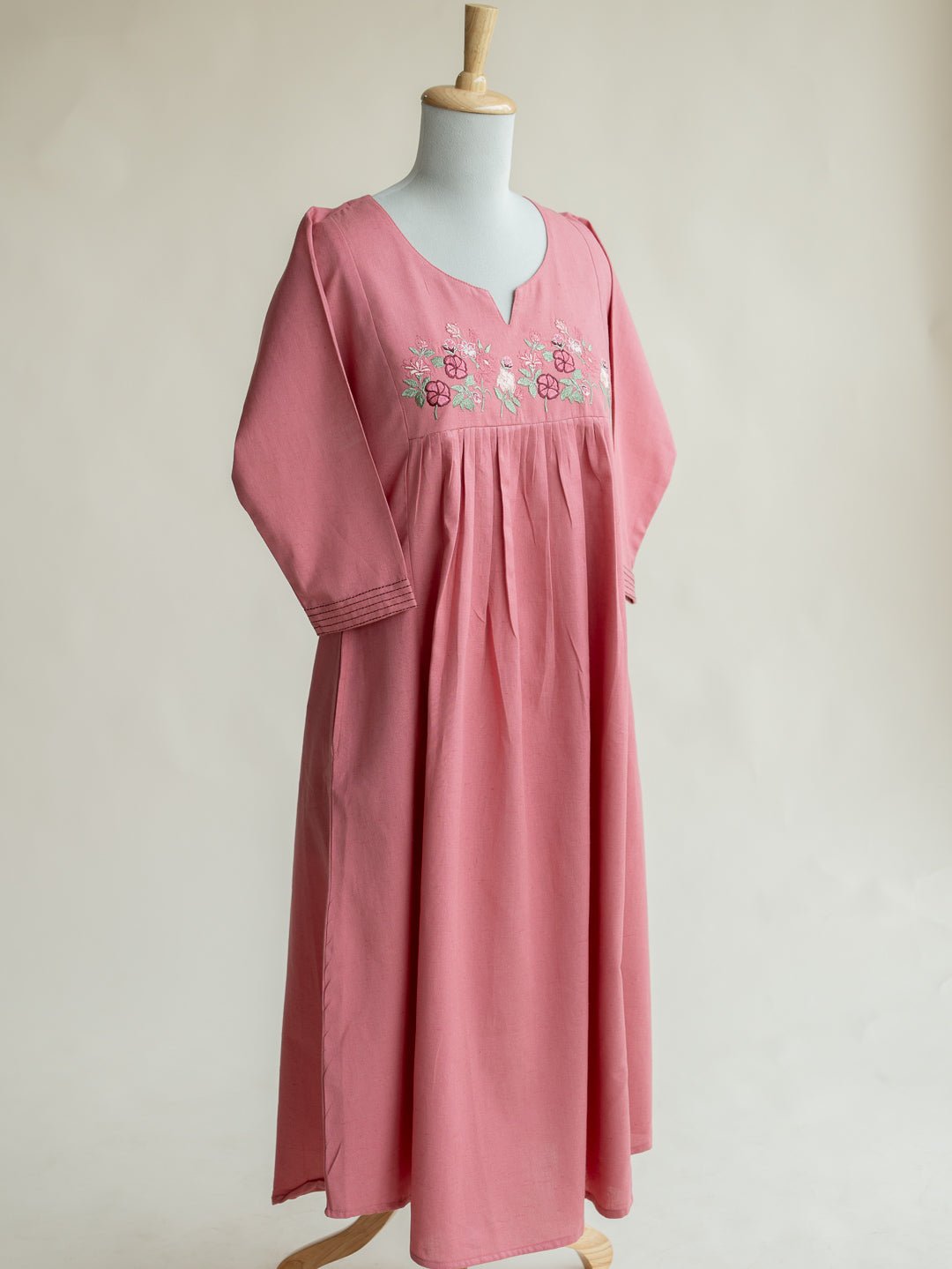 Anokhi Cotton Flax Embroidered A - Line Kurta - AINA