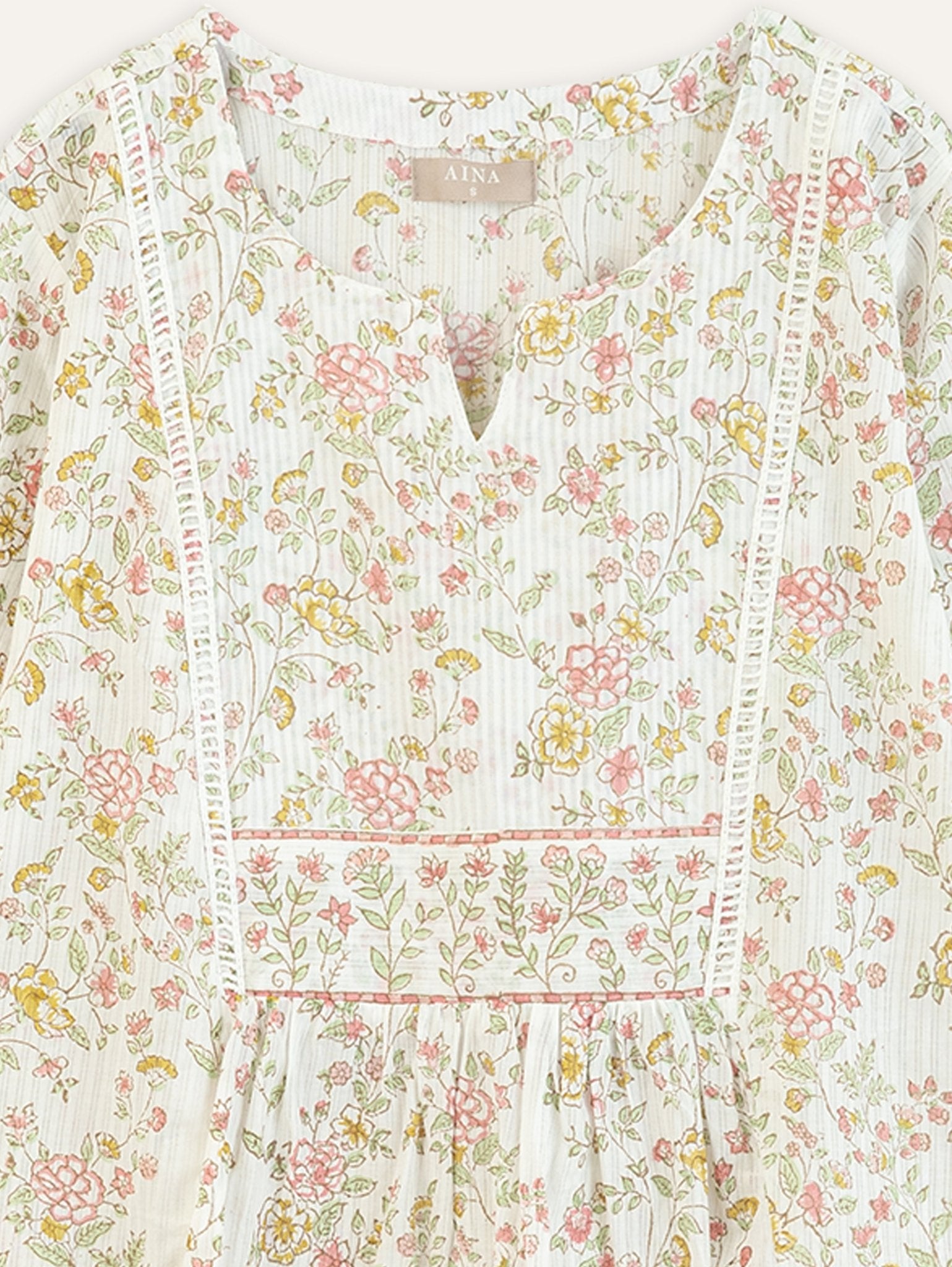 Anu Cotton Block Printed A - Line Kurta - AINA