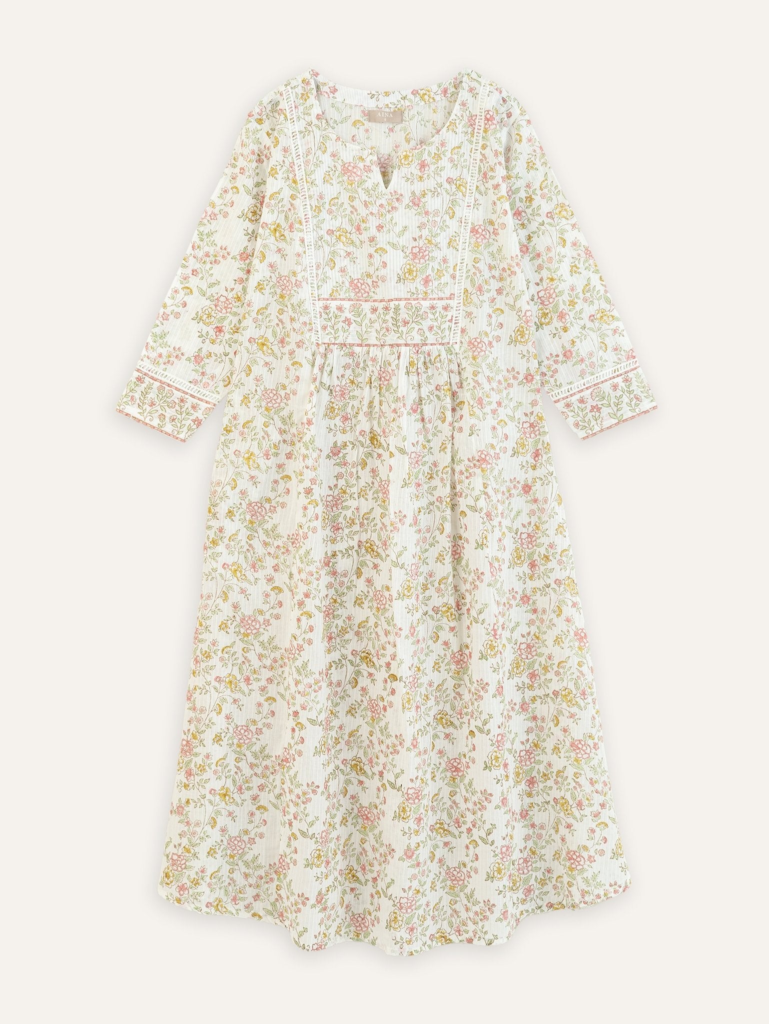 Anu Cotton Block Printed A - Line Kurta - AINA