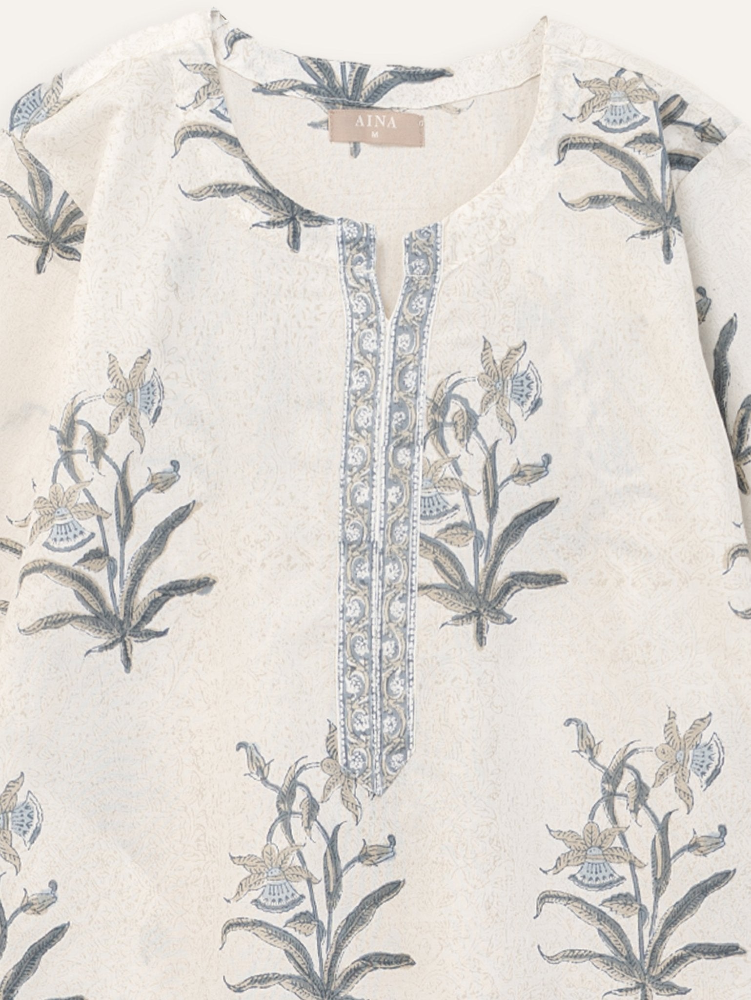 Anu Cotton Block Printed Straight Kurta - AINA